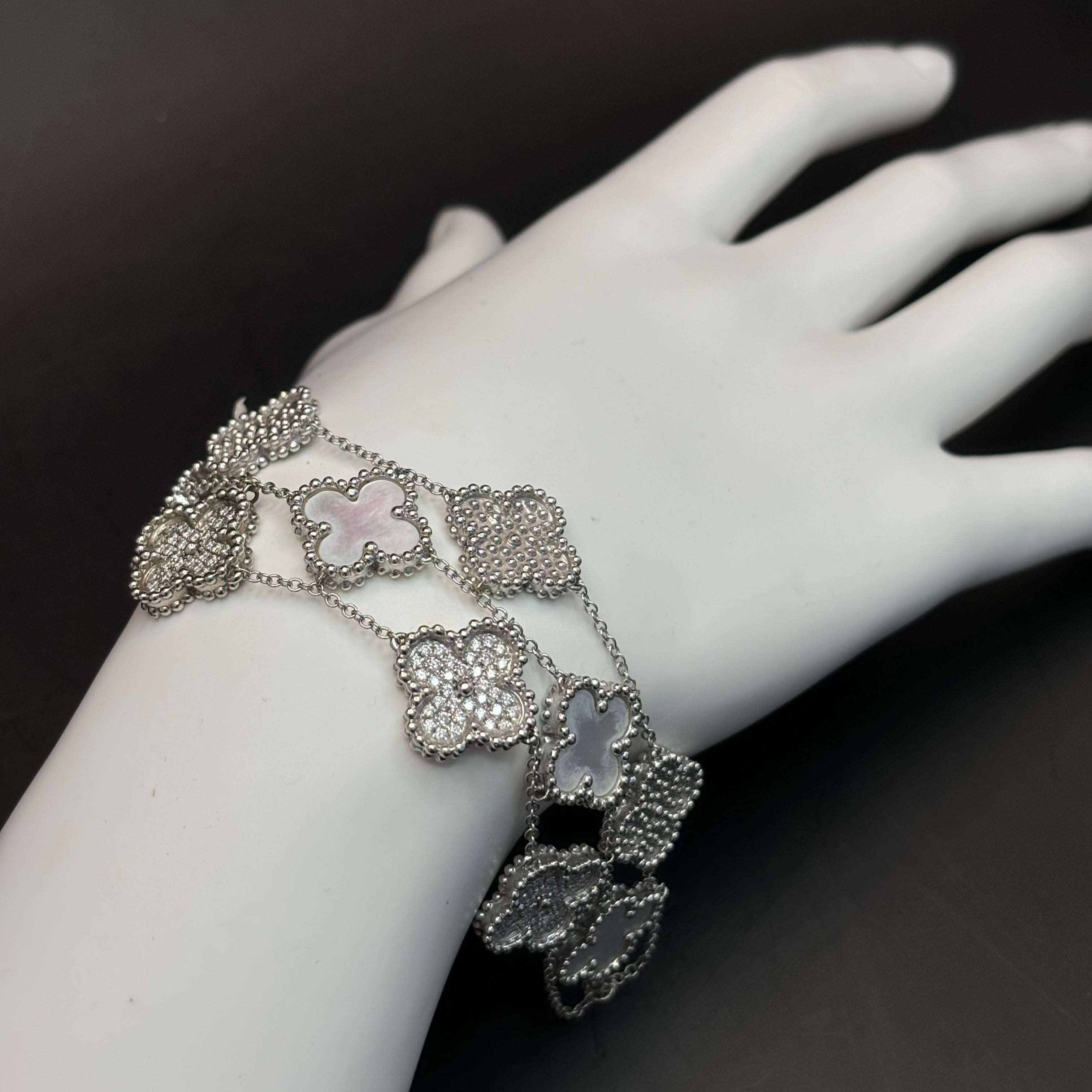 14k Custom Diamond Clover Bracelet