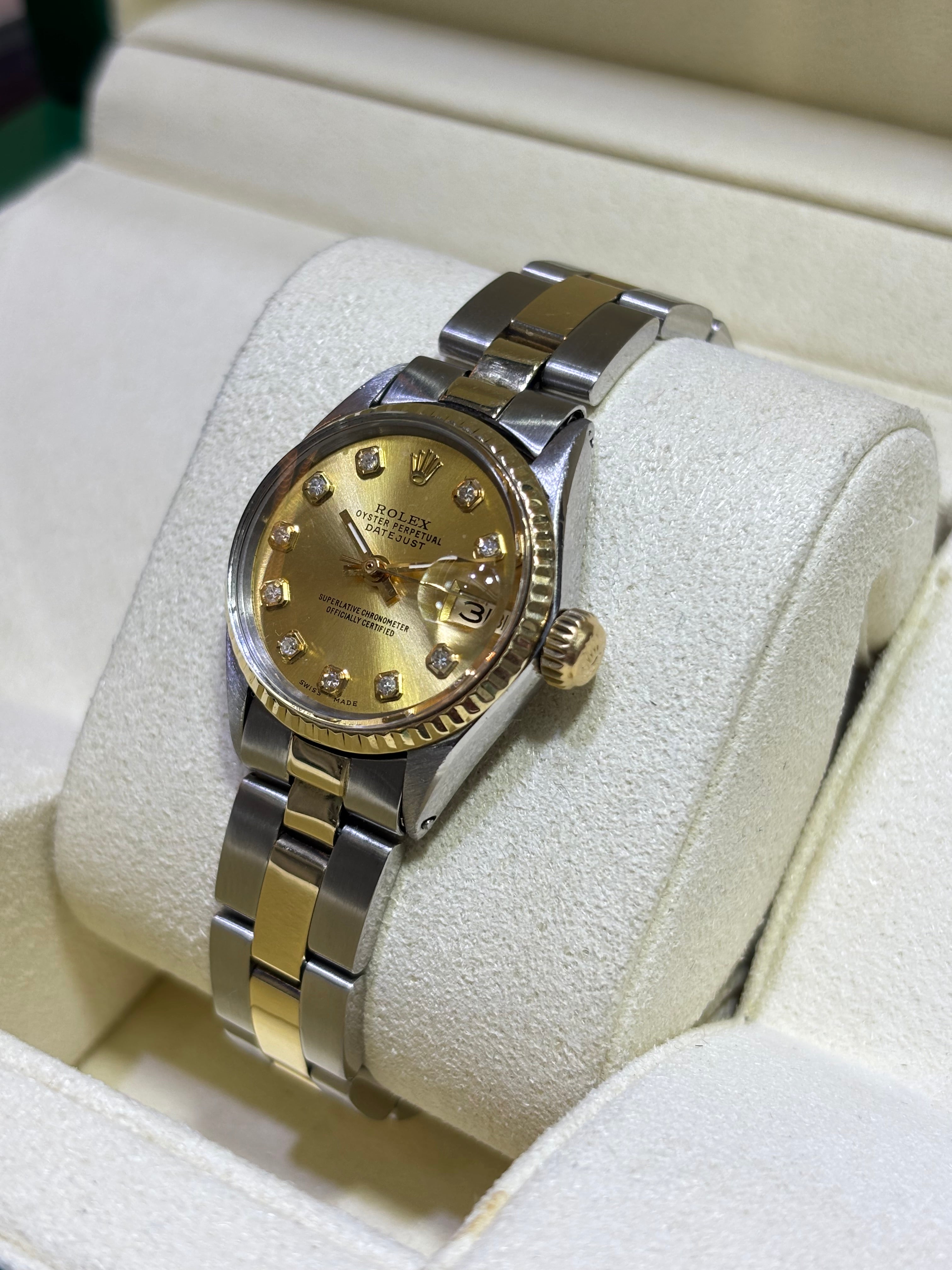 26MM ROLEX DATEJUST | 18KT YLW TWO-TONE | OYSTER-BRACELET | CHAMPAGNE DIAMOND DIAL