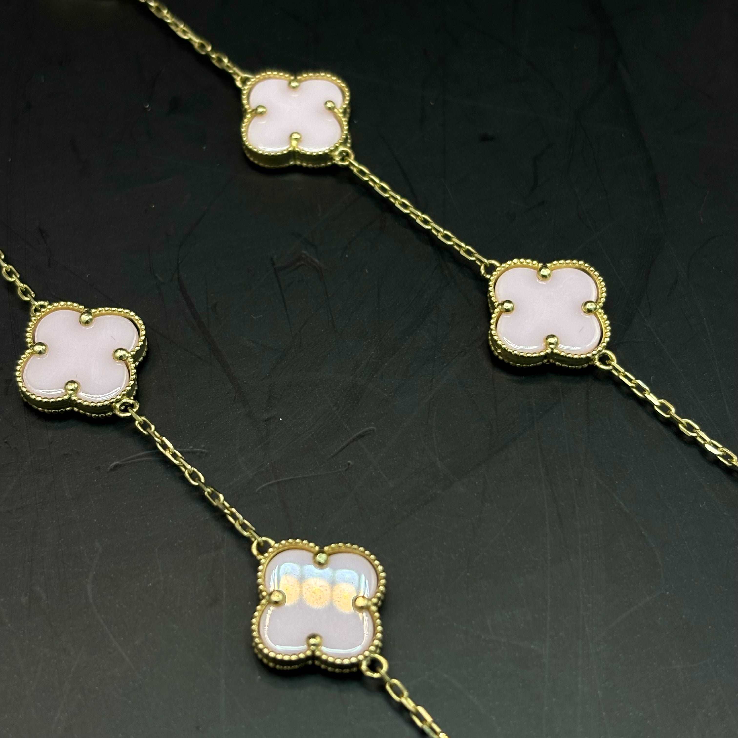 14k Yellow Gold Pink Mother of Pearl Necklace