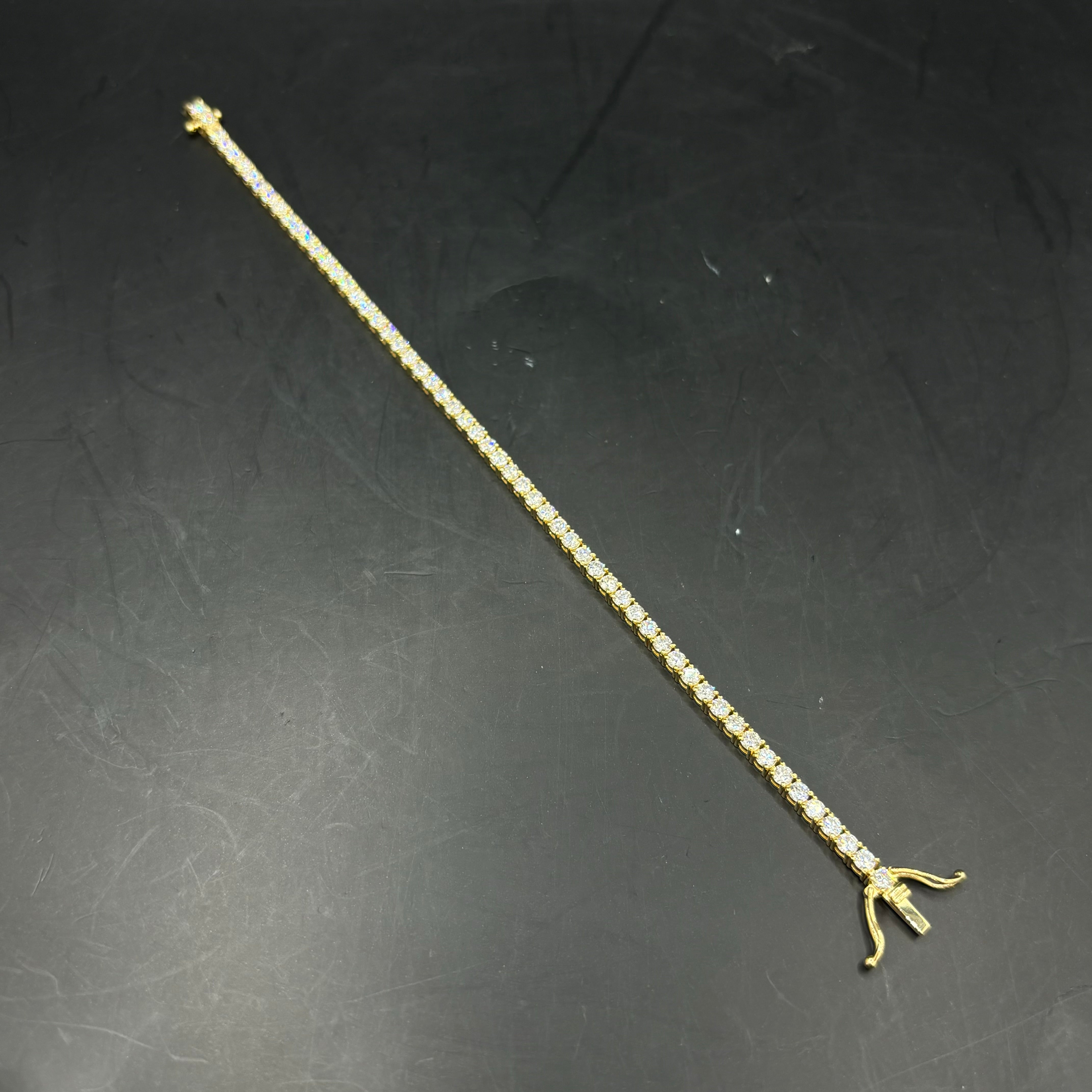 14k CVD VVS Bust Down Lab Bracelet Yellow Gold