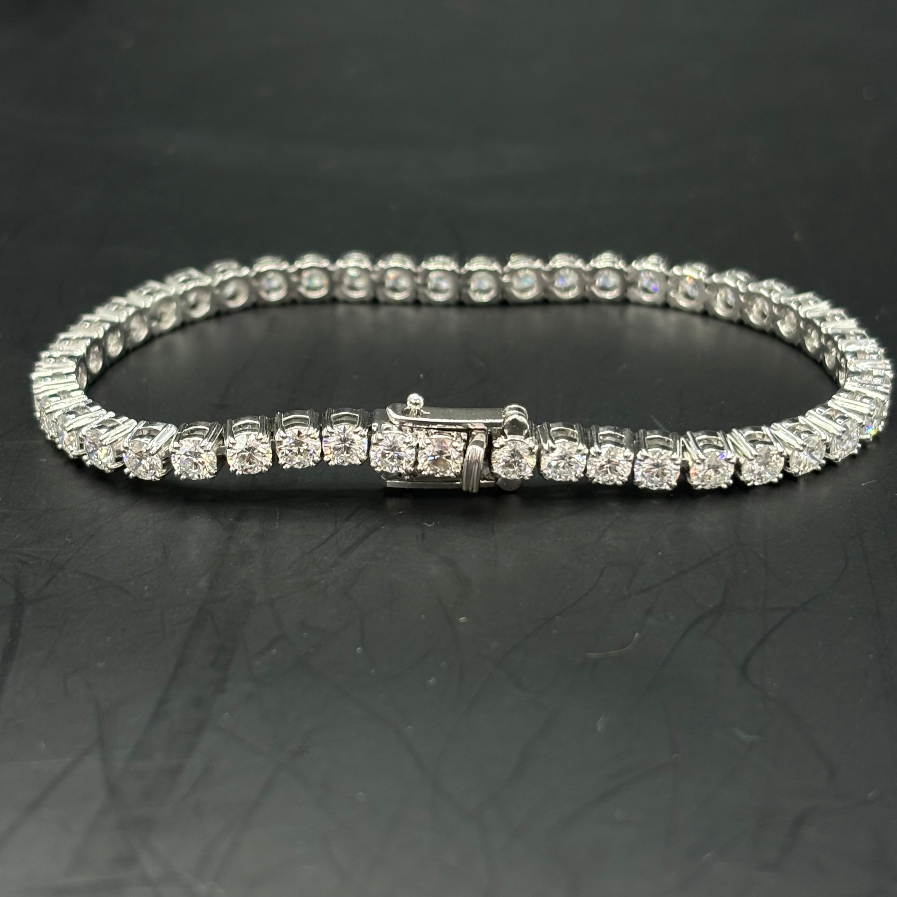 14k VVS Bust Down Bracelet White Gold CVD Diamond