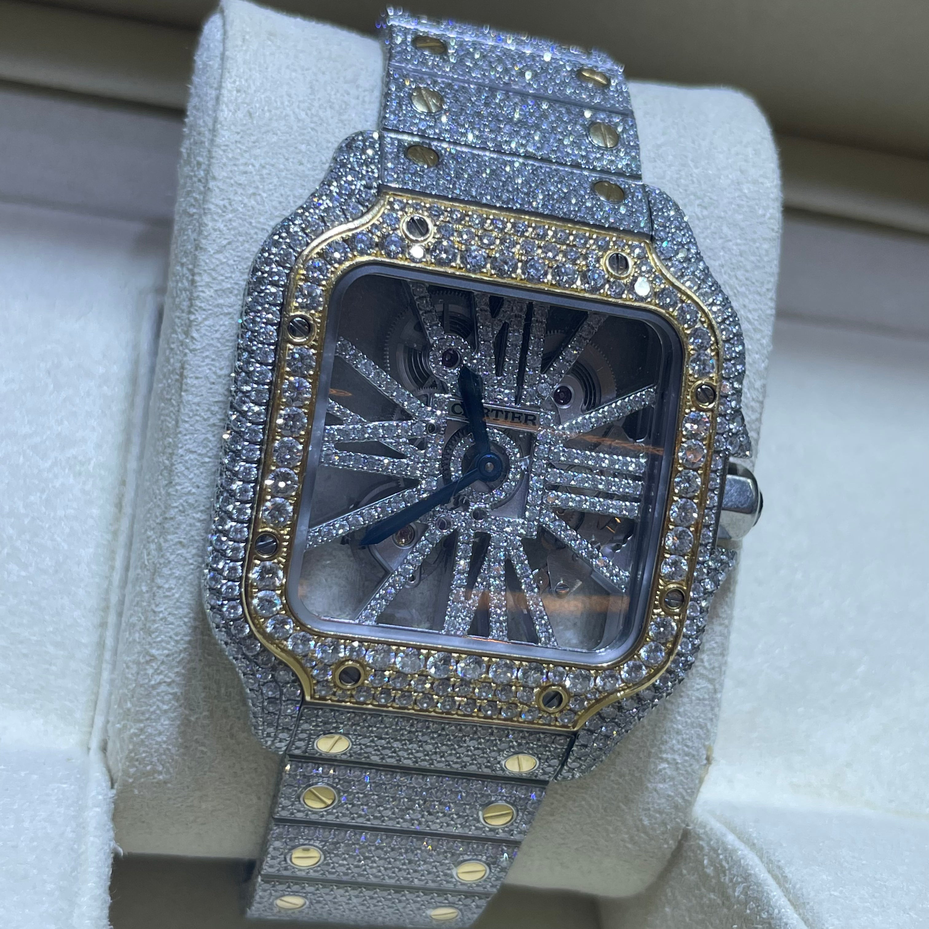Skeleton Cartier Bust Down Watch Natural VVS Two Tone