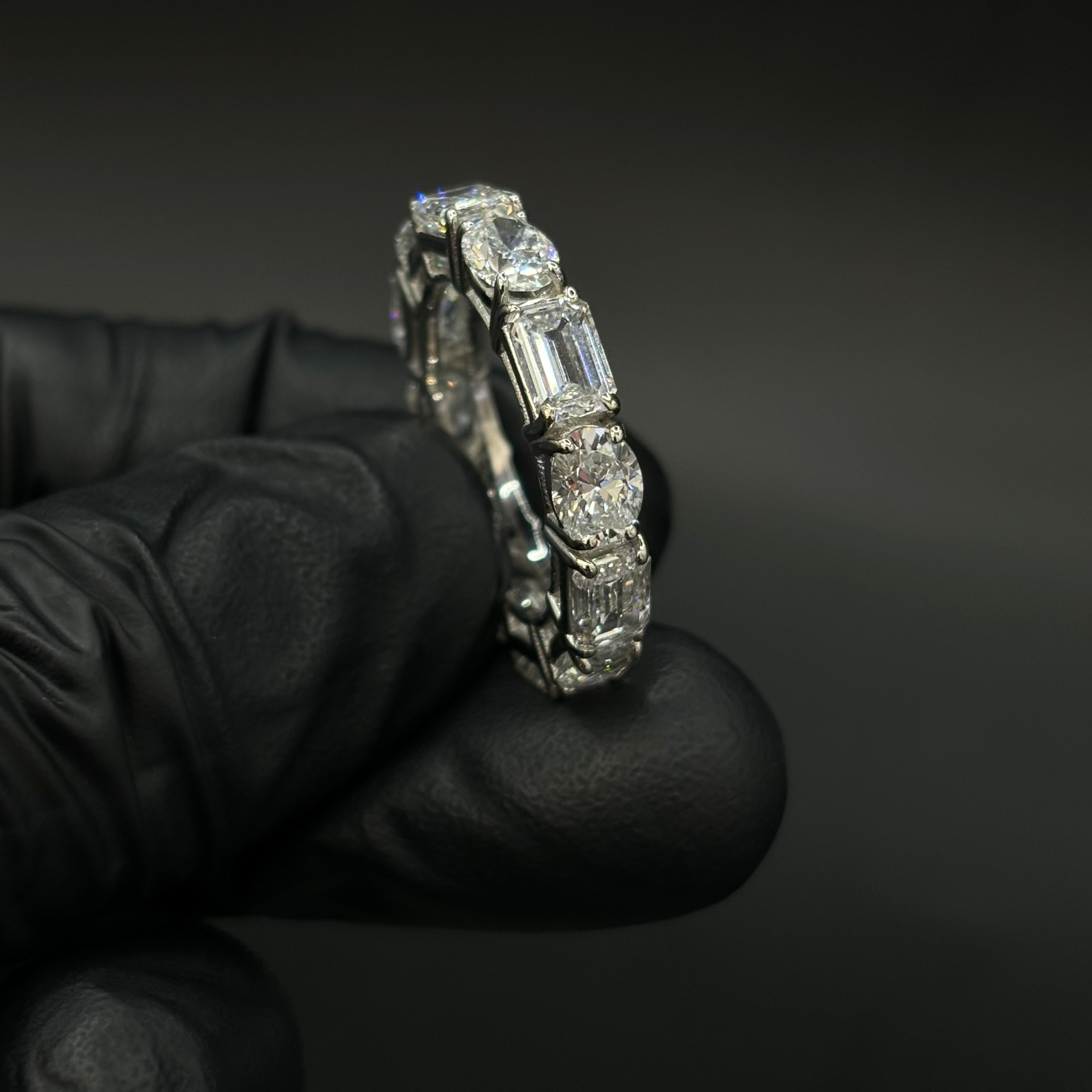 14k VVS Oval/Emerald Diamond Eternity Band CVD Ring