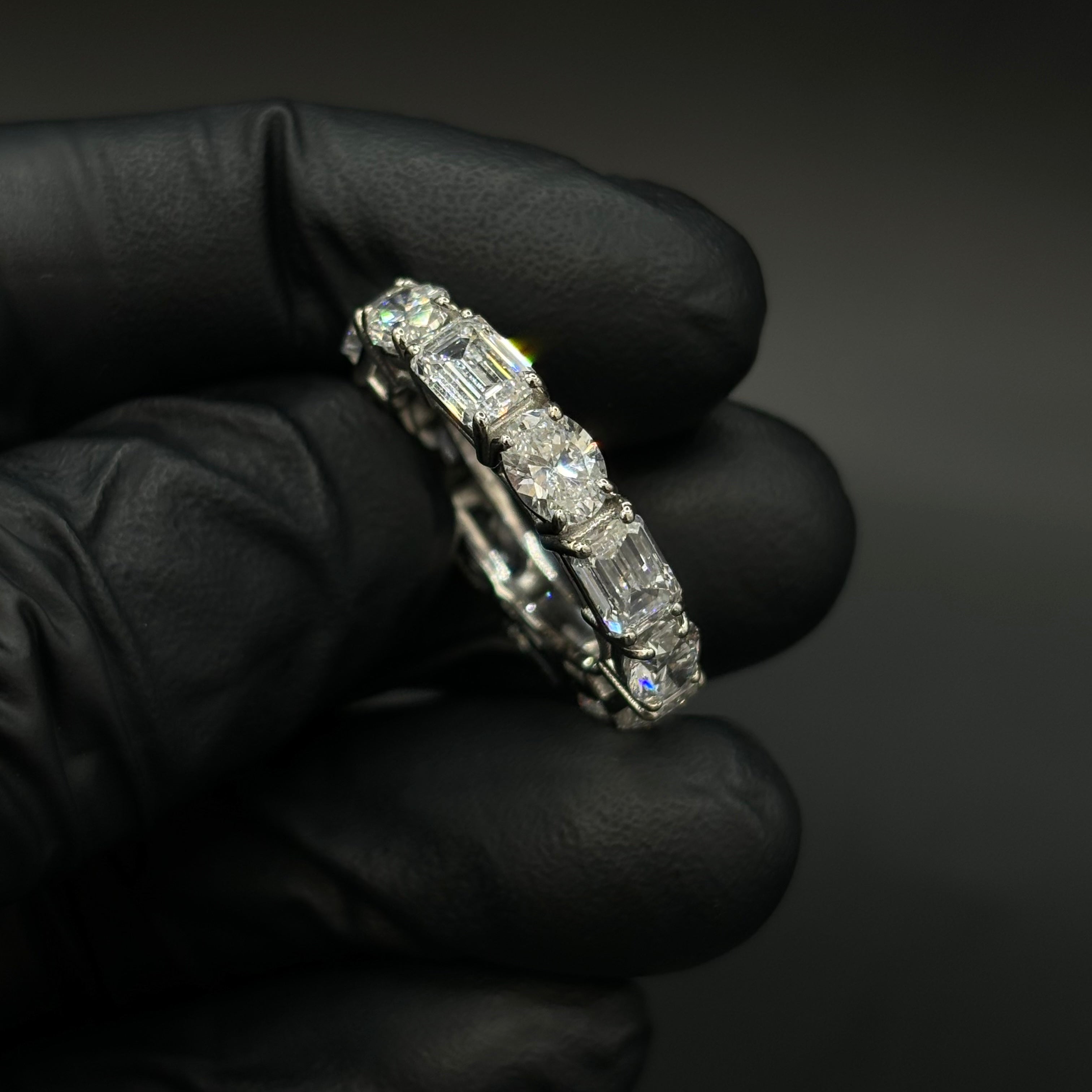 14k VVS Oval/Emerald Diamond Eternity Band CVD Ring