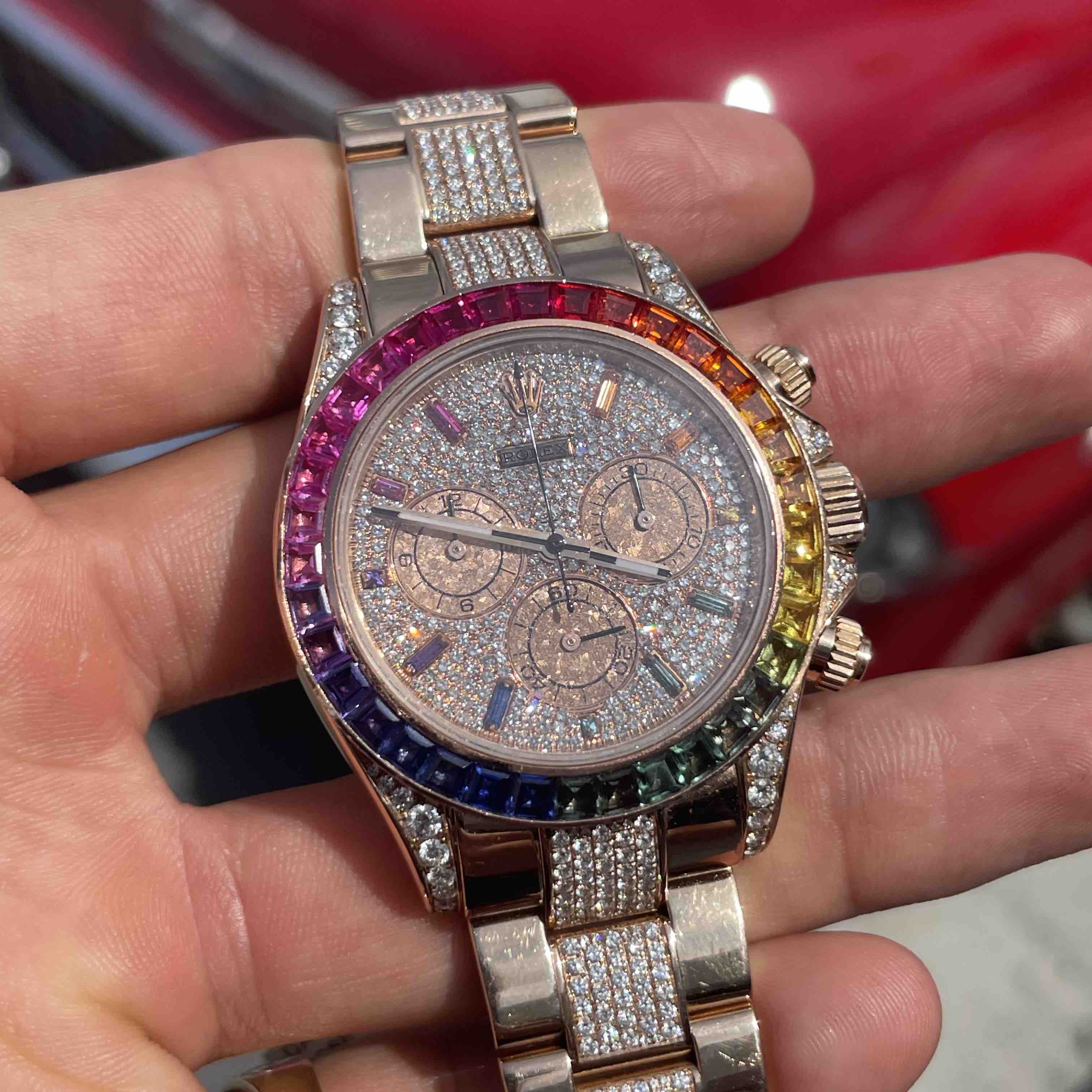 40mm Rainbow Iced Bust Down Chronograph Daytona