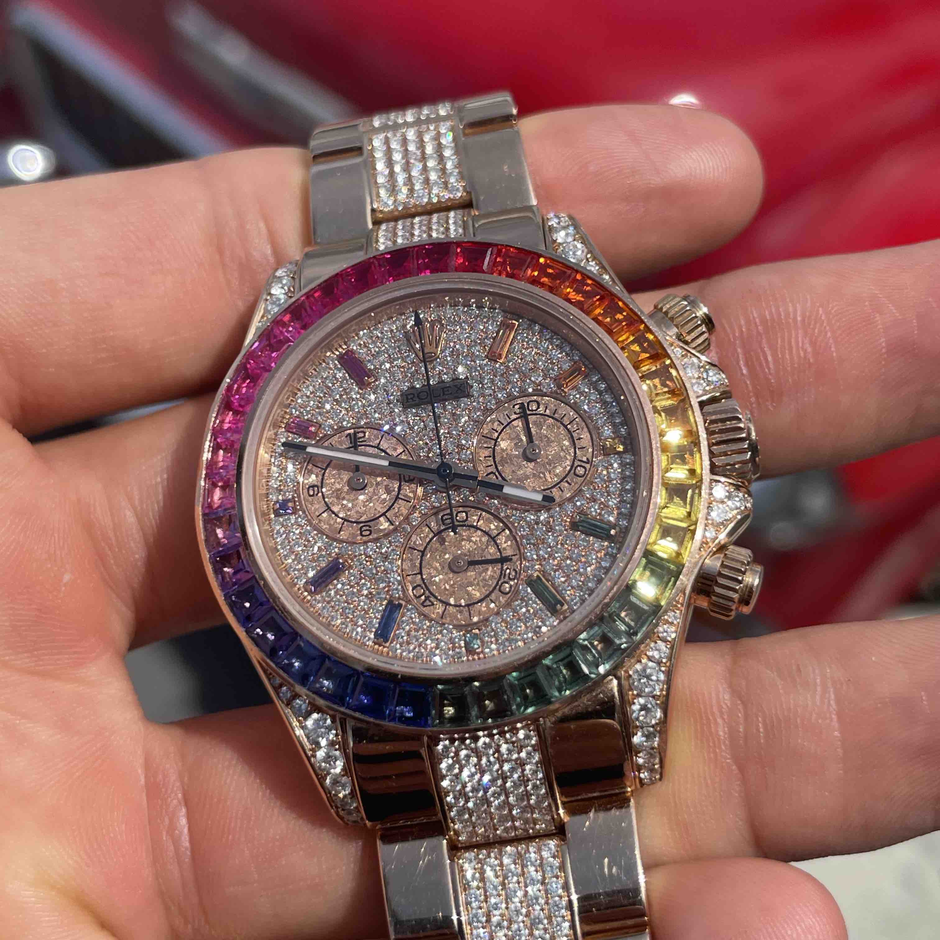 40mm Rainbow Iced Bust Down Chronograph Daytona