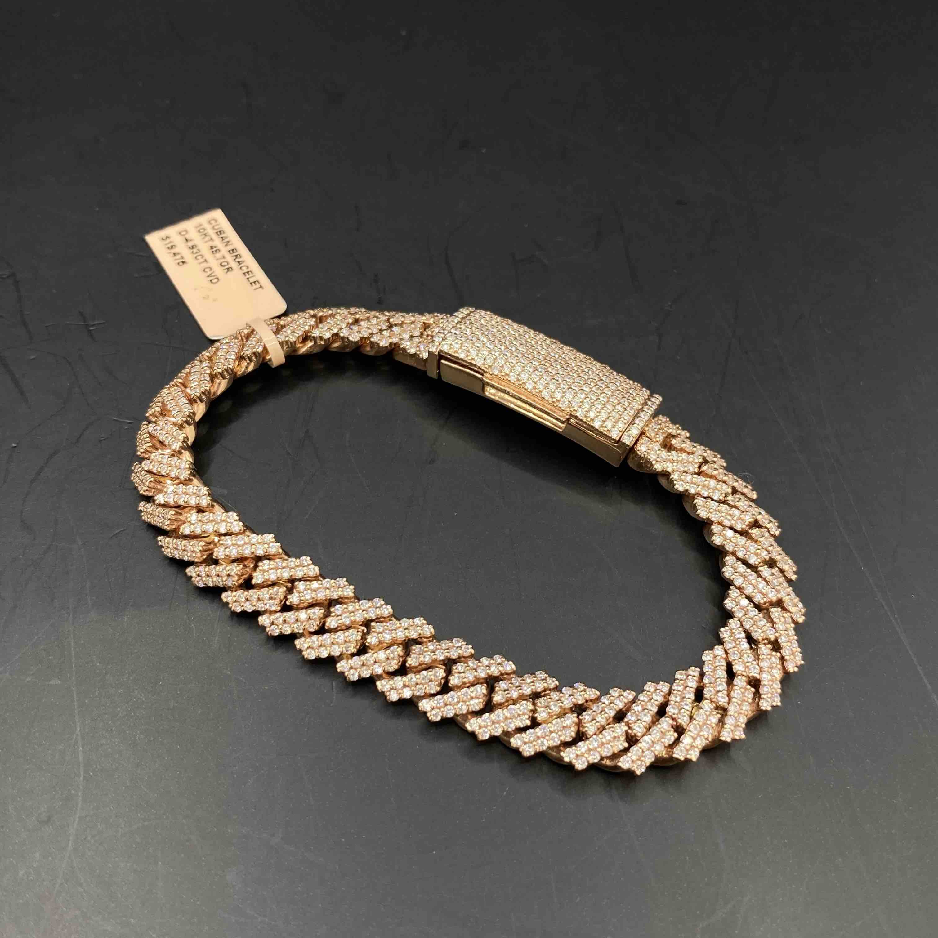 10k CBD VVS Iced Out Cuban Link Bracelet | REAL CVD VVS | Rose Gold