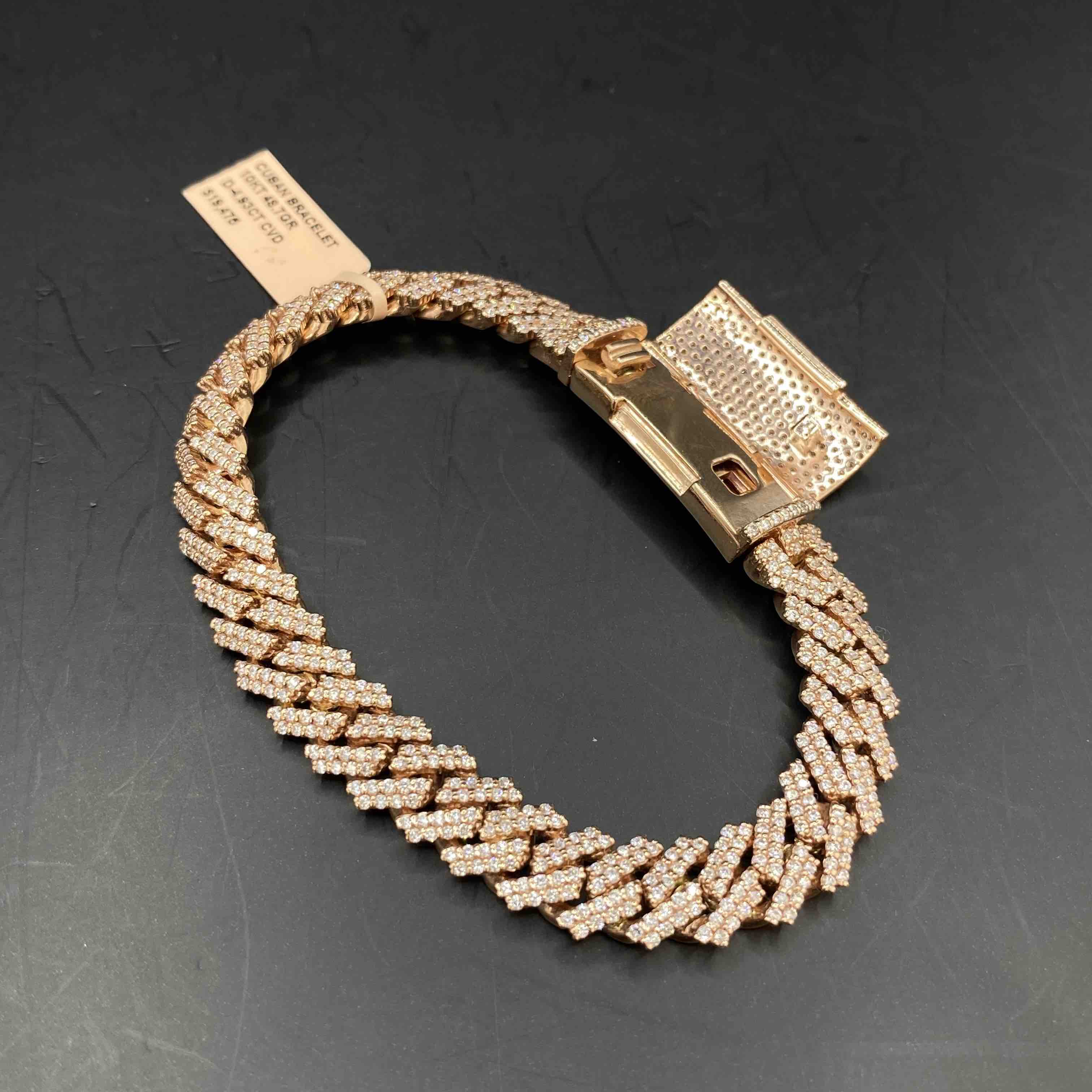 10k CBD VVS Iced Out Cuban Link Bracelet | REAL CVD VVS | Rose Gold