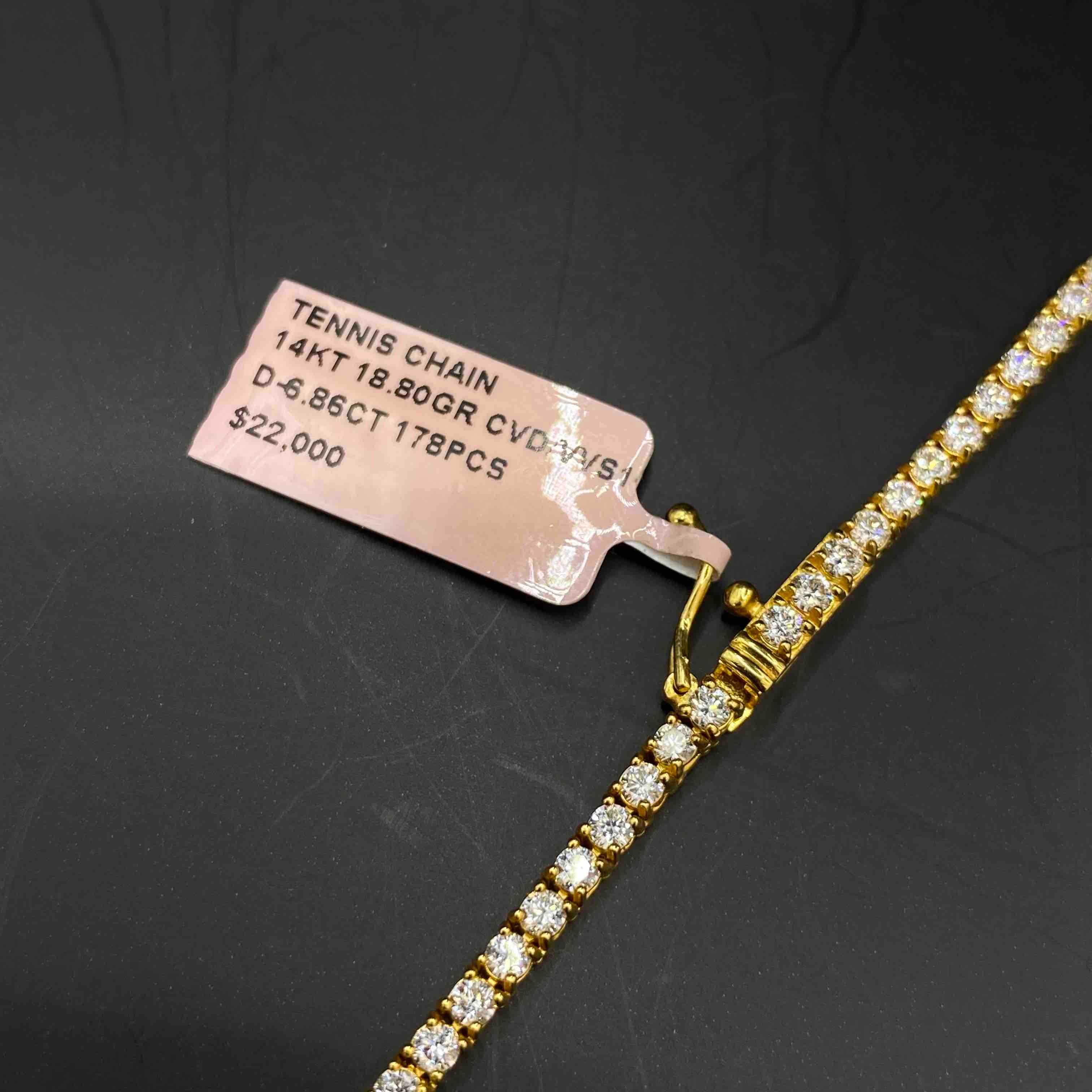 14k VVS Iced Out Tennis Chain | REAL CVD DIAMONDS | Yellow Gold