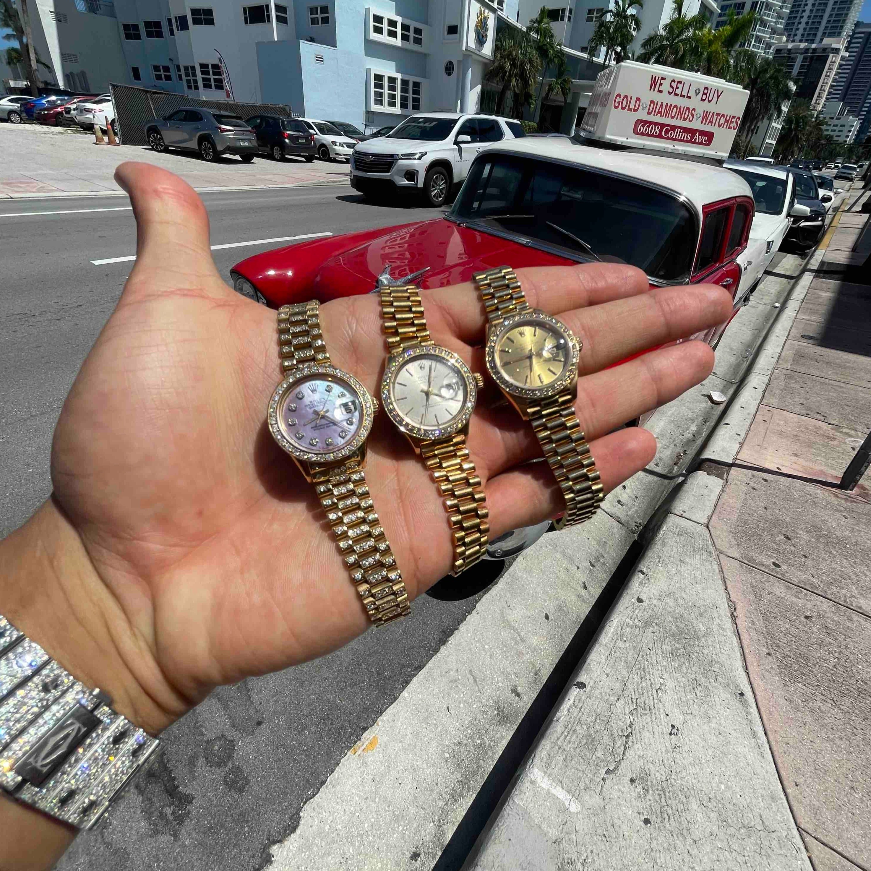 26MM Rolex Bust Down 18K Purple Diamond Pearl Dial