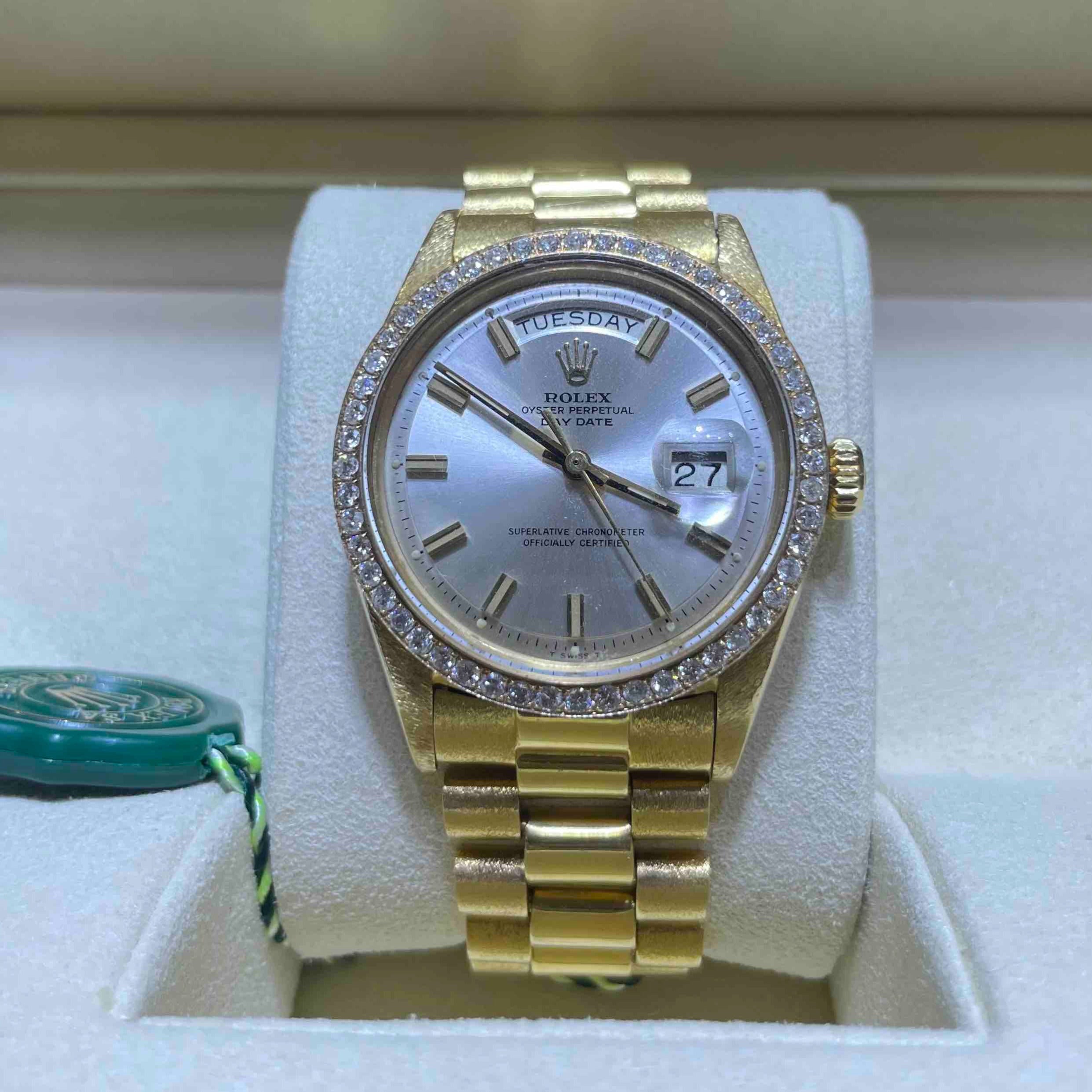 36mm Iced Out Rolex Presidential 1807 Diamond Bezel Vs1 natural