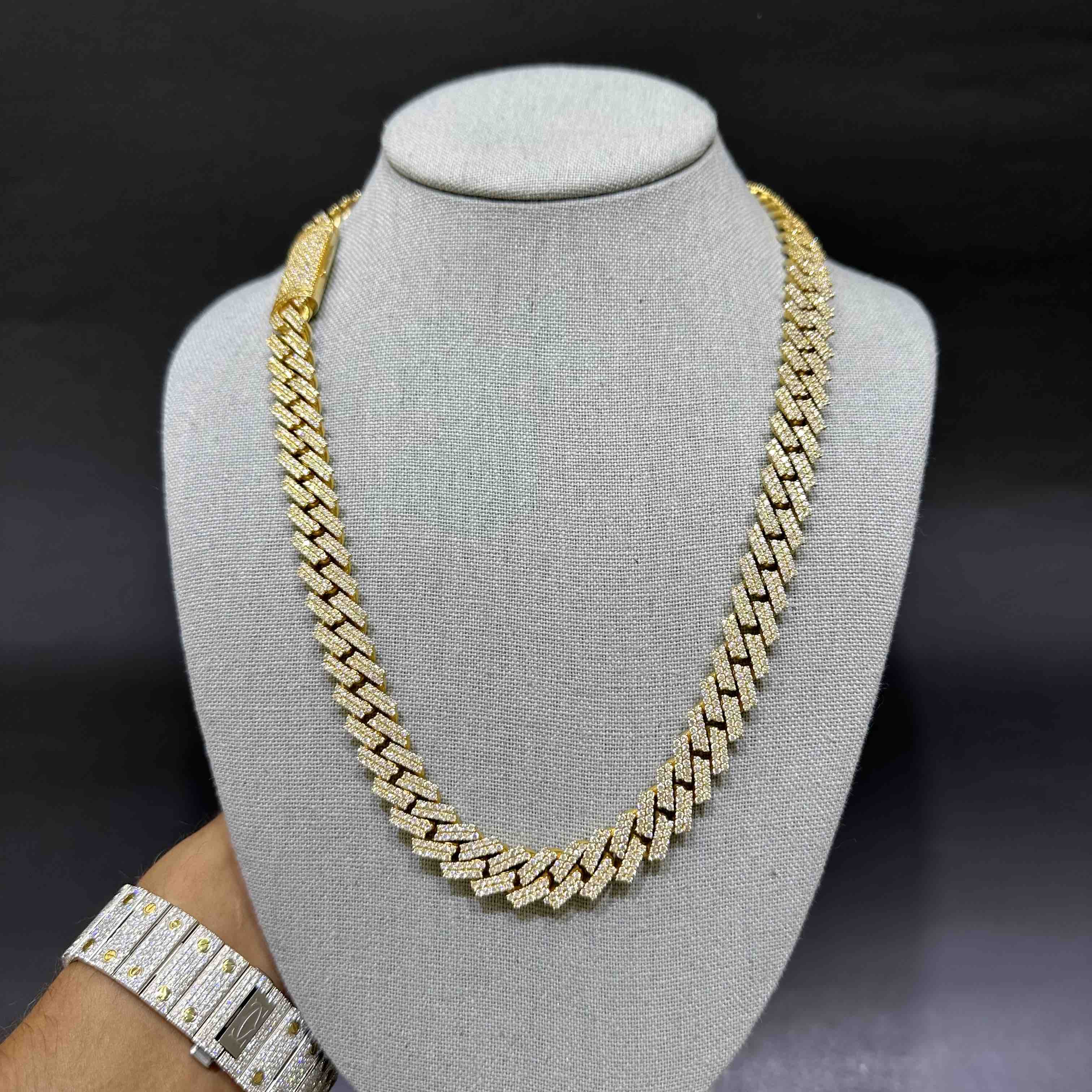 10k Yellow Gold BUST DOWN Iced Out Cuban Link