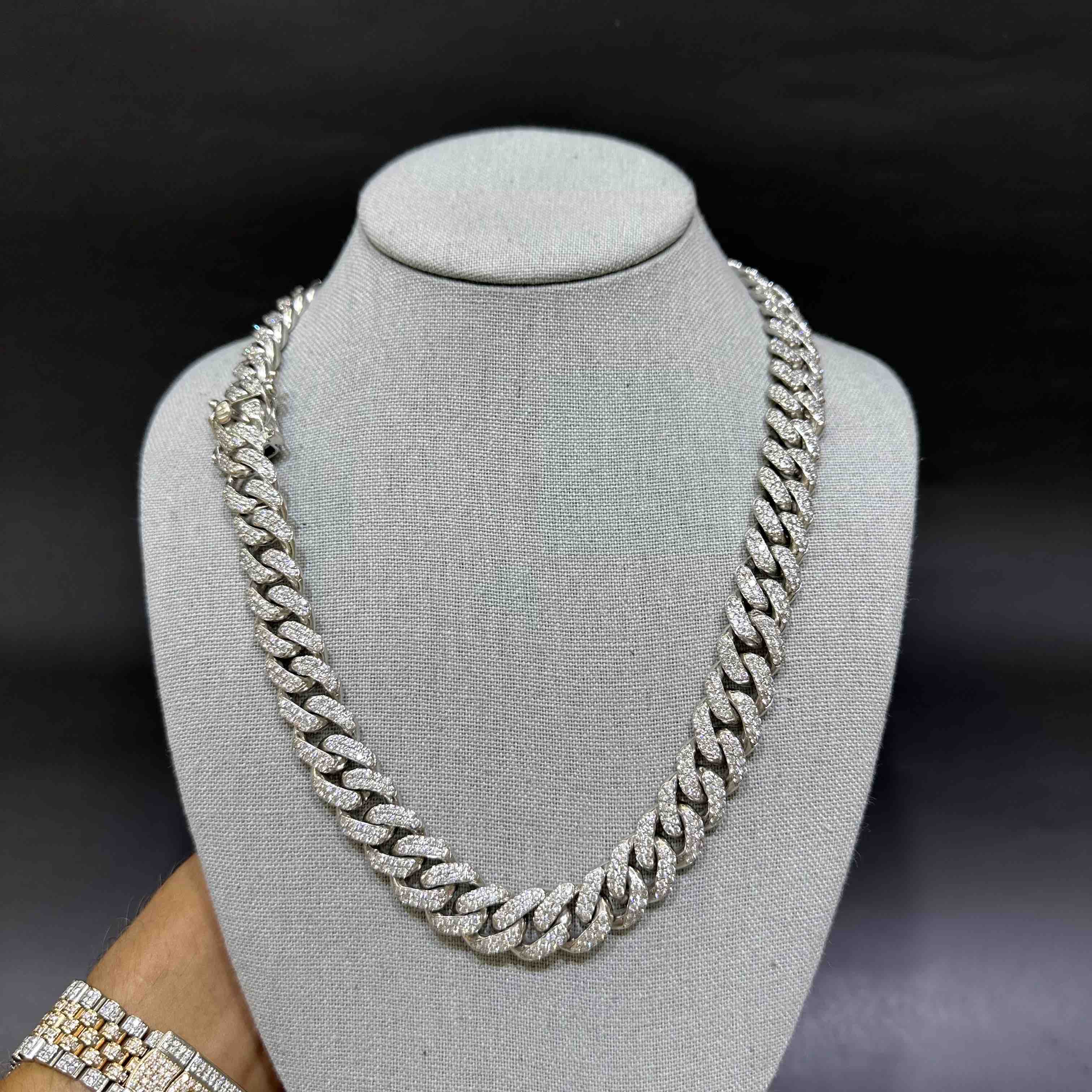 CED OUT CUBAN LINK 22inches 20+ cts natural diamonds 240.9 grams