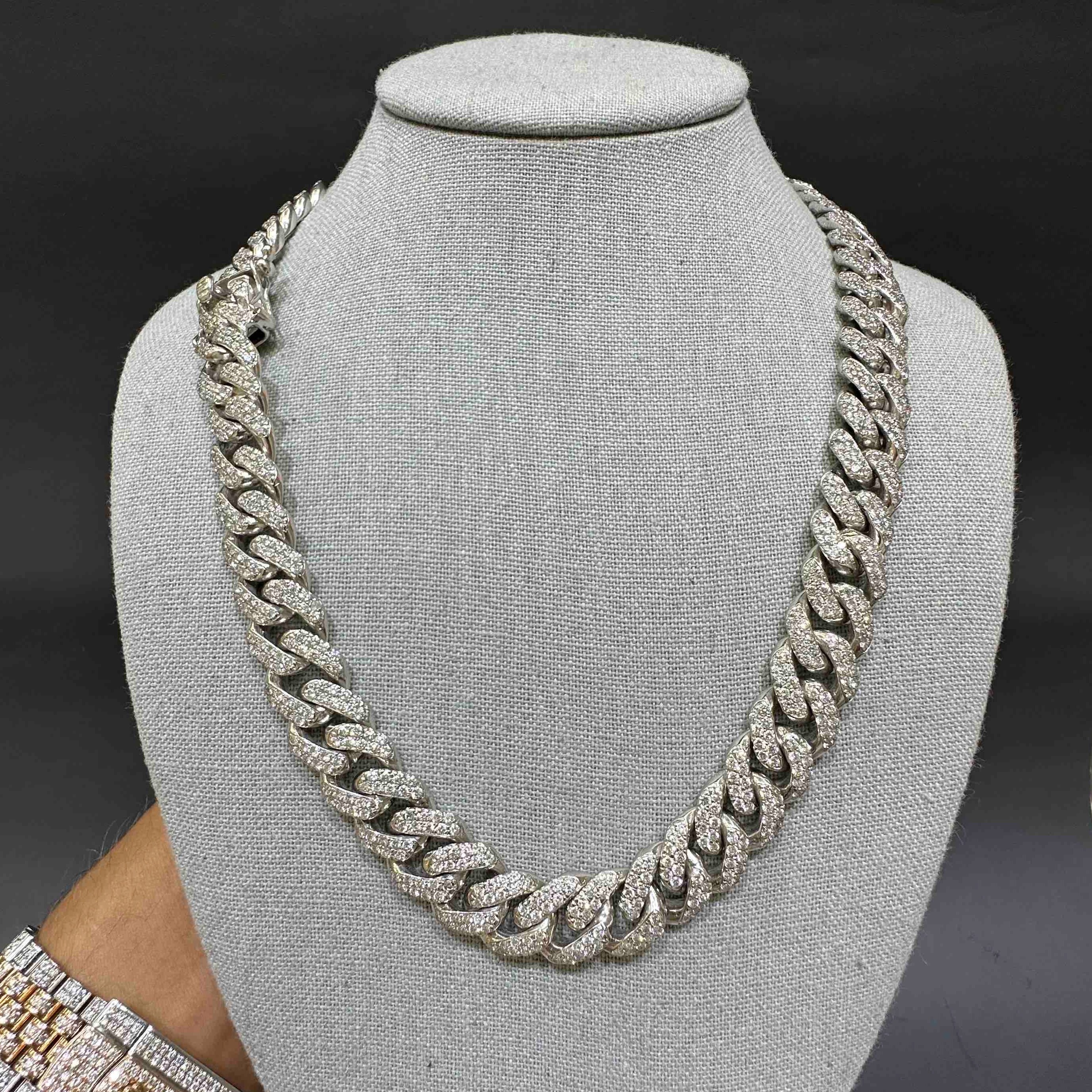  ICED OUT CUBAN LINK White Gold