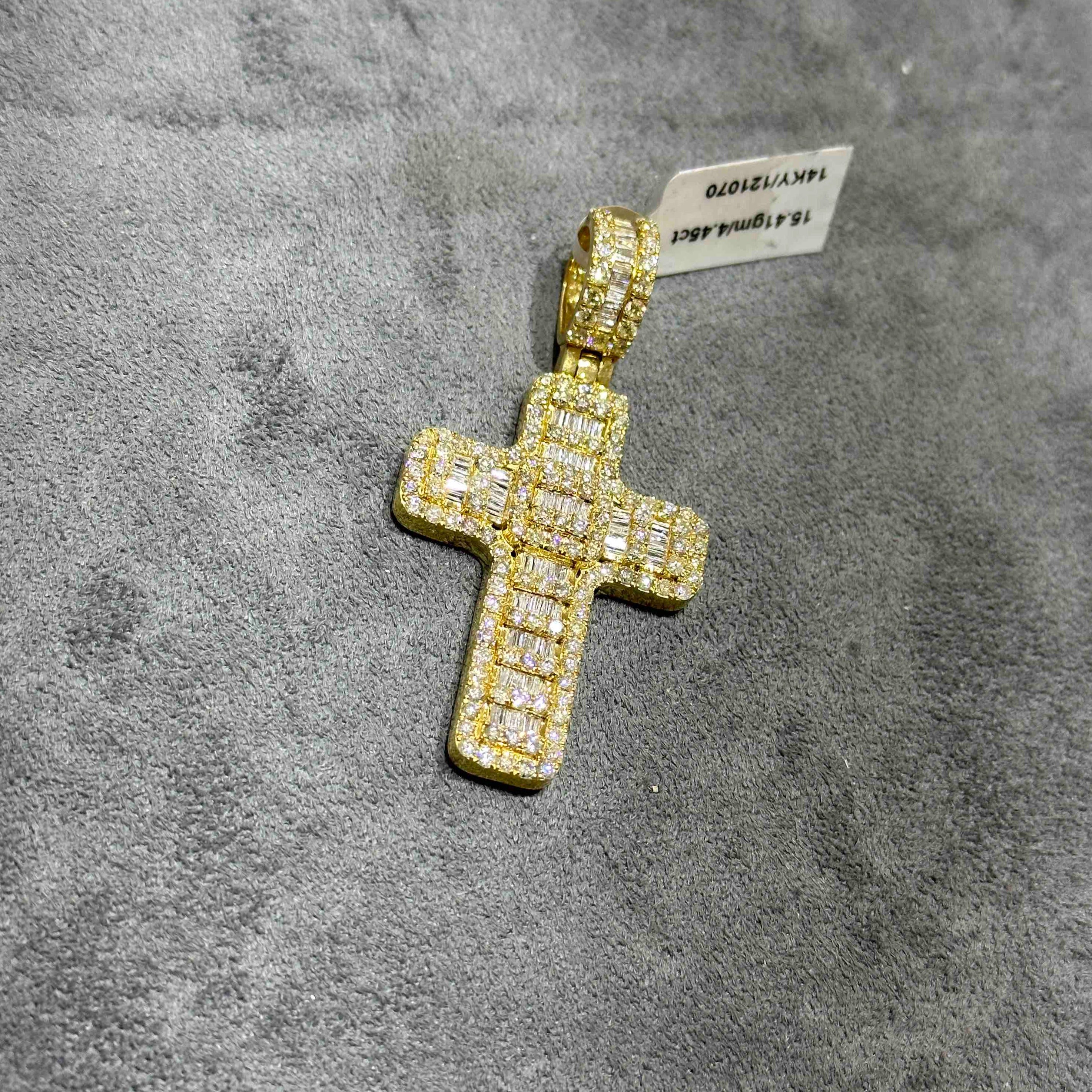 14k Yellow Gold Baguette Cross