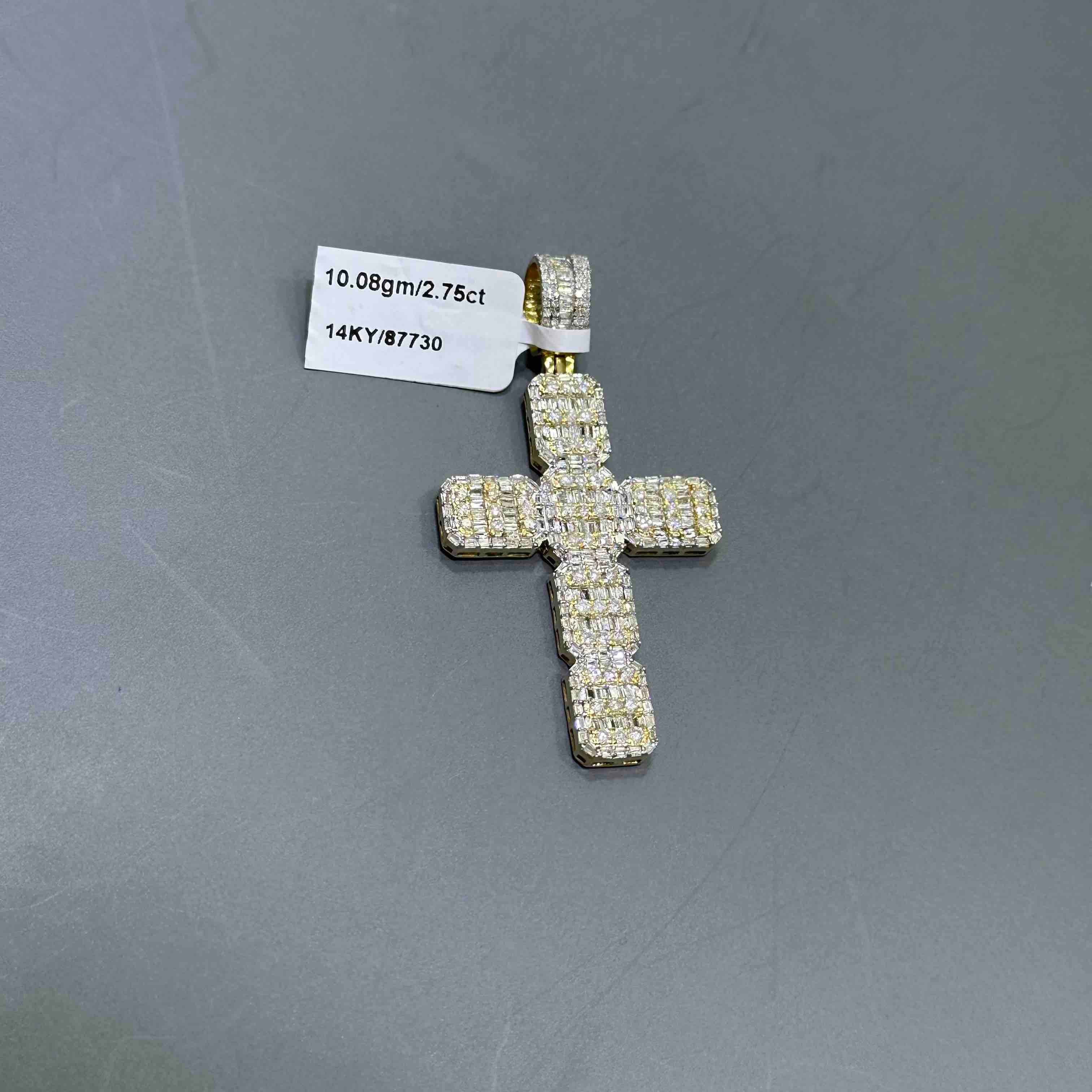  Diamond Baguette Cross Pendant 