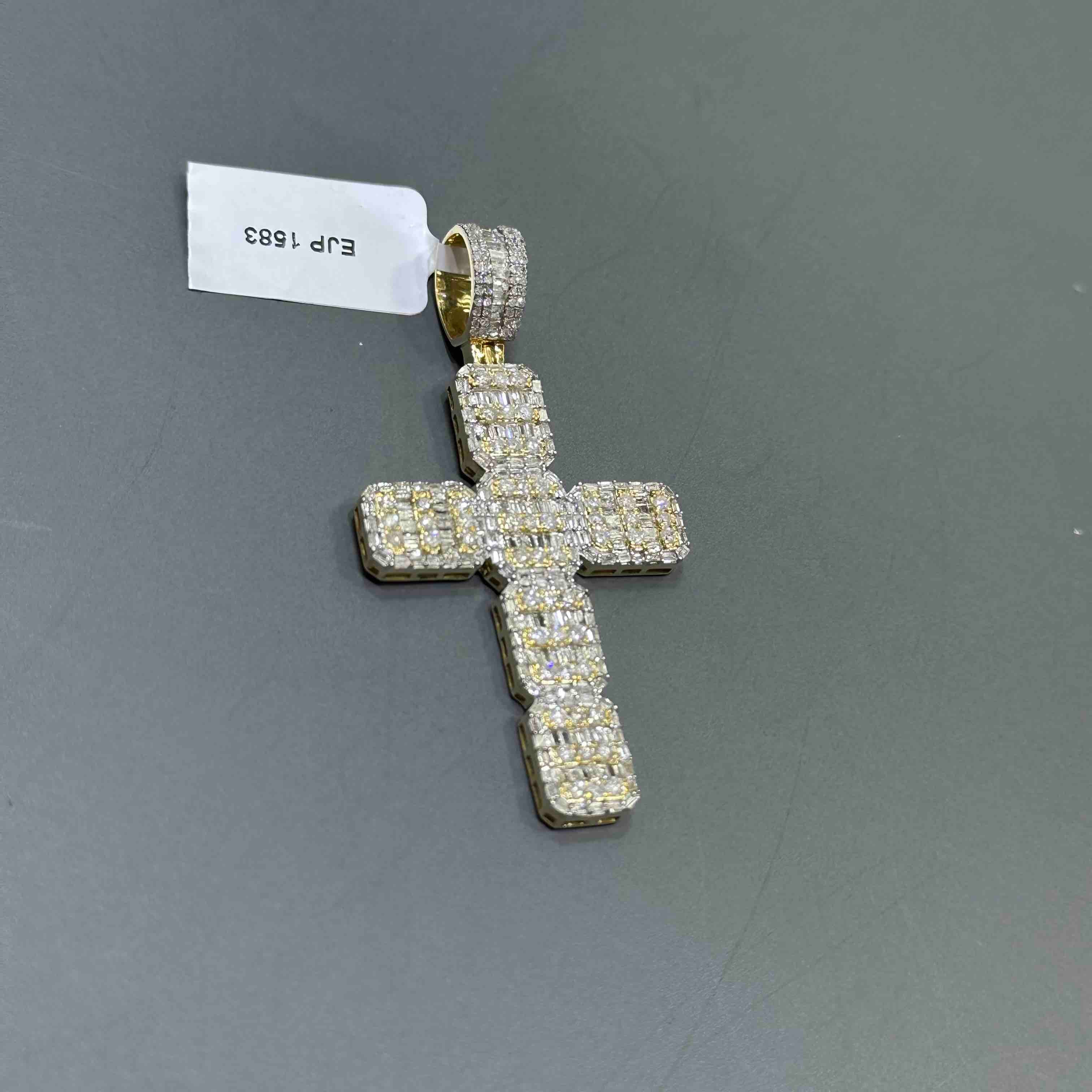 Diamond Baguette Cross Pendant 