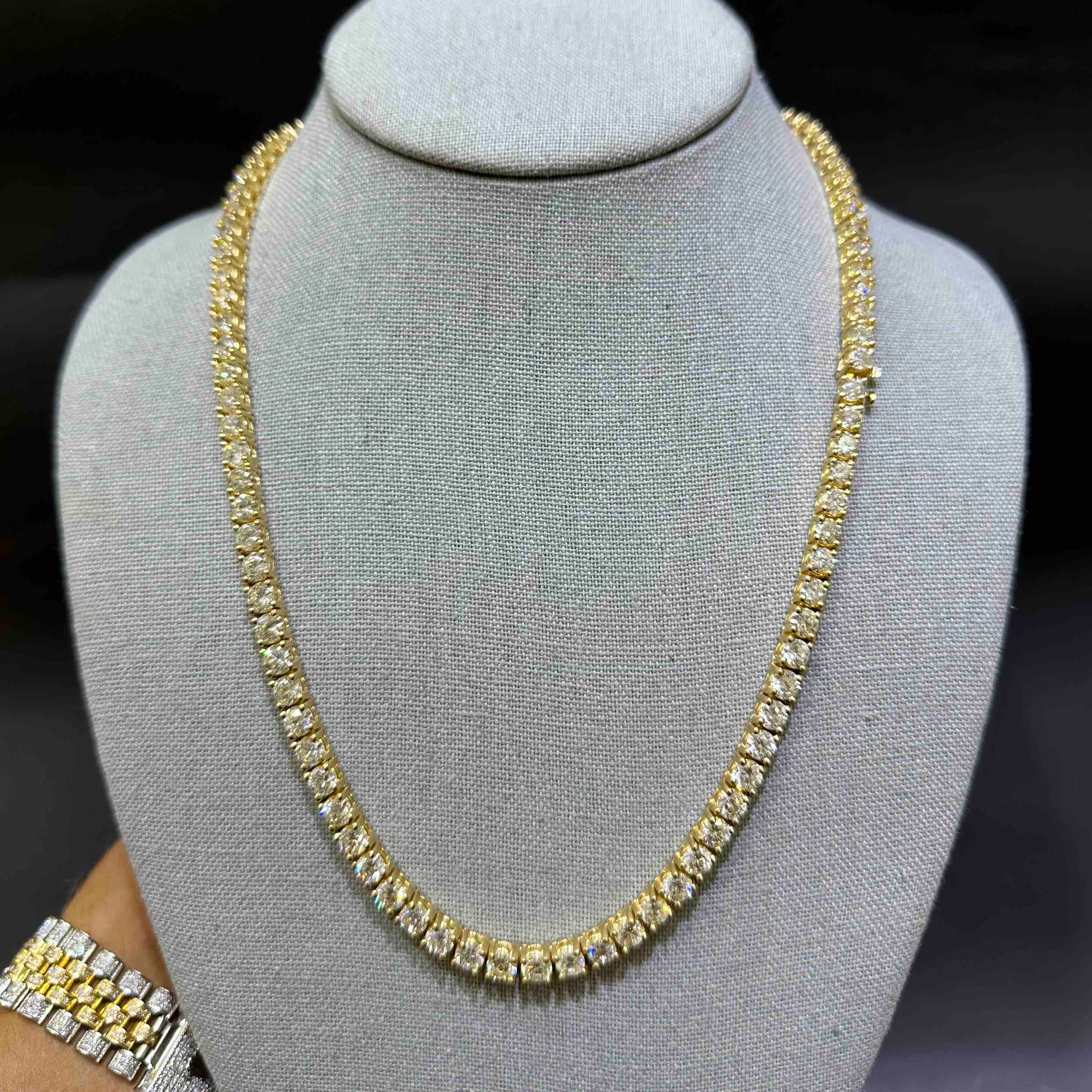  Iced Out Tennis Chain Yellow Gold