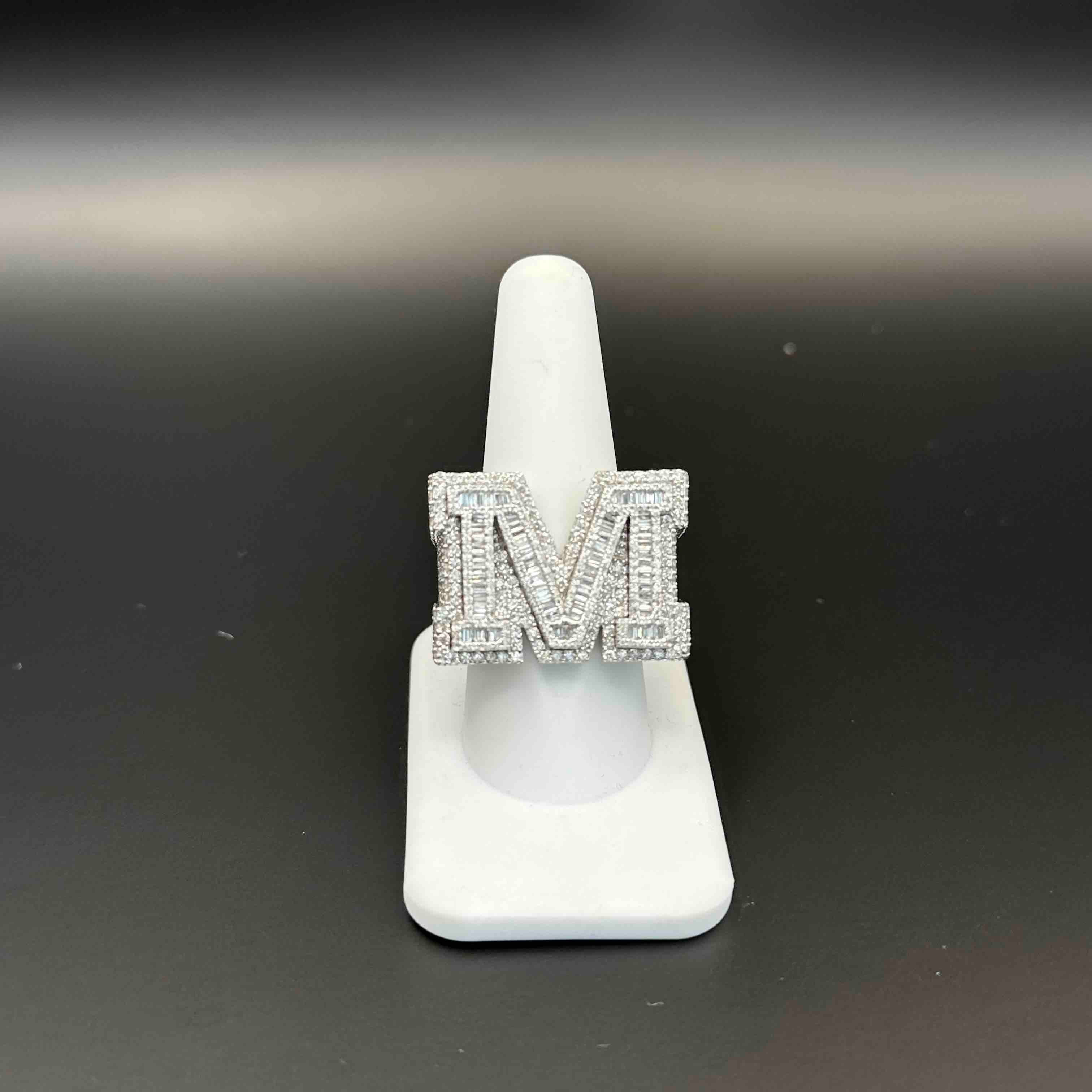 10k White Gold "M" Initial Ring