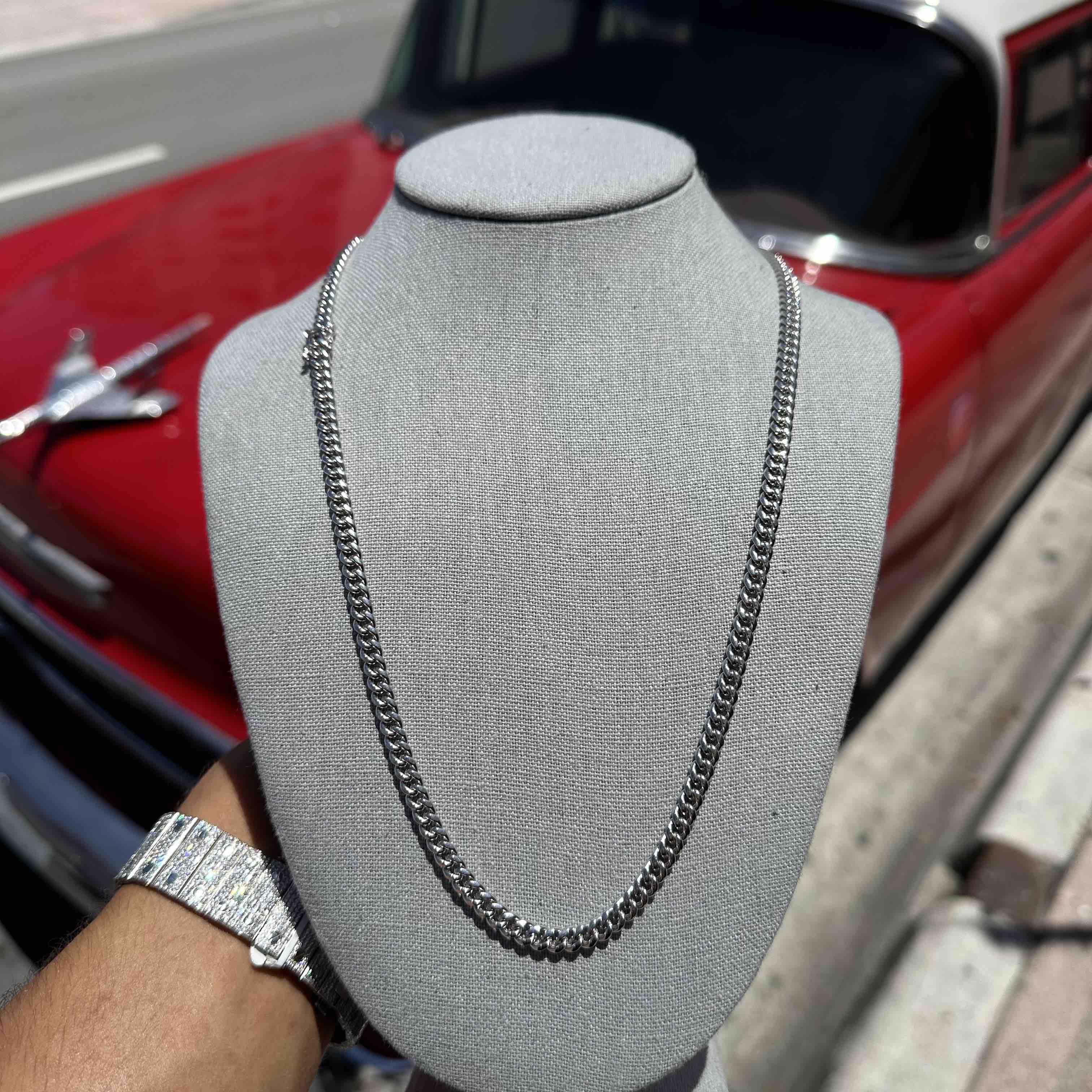 6MM White Gold Cuban Link Chain 