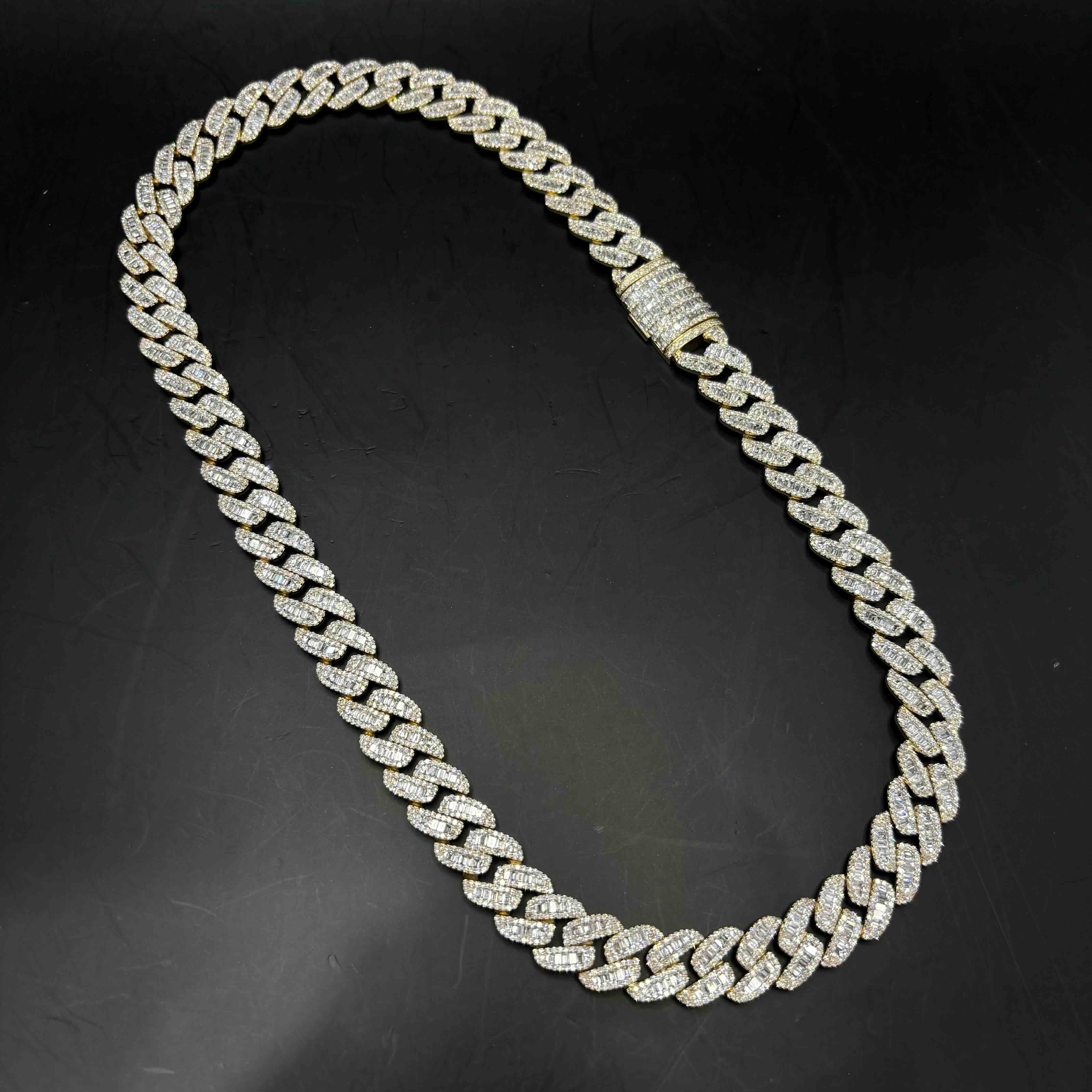 Bust Down Baguette Cuban Link Chain 10k 12.5mm