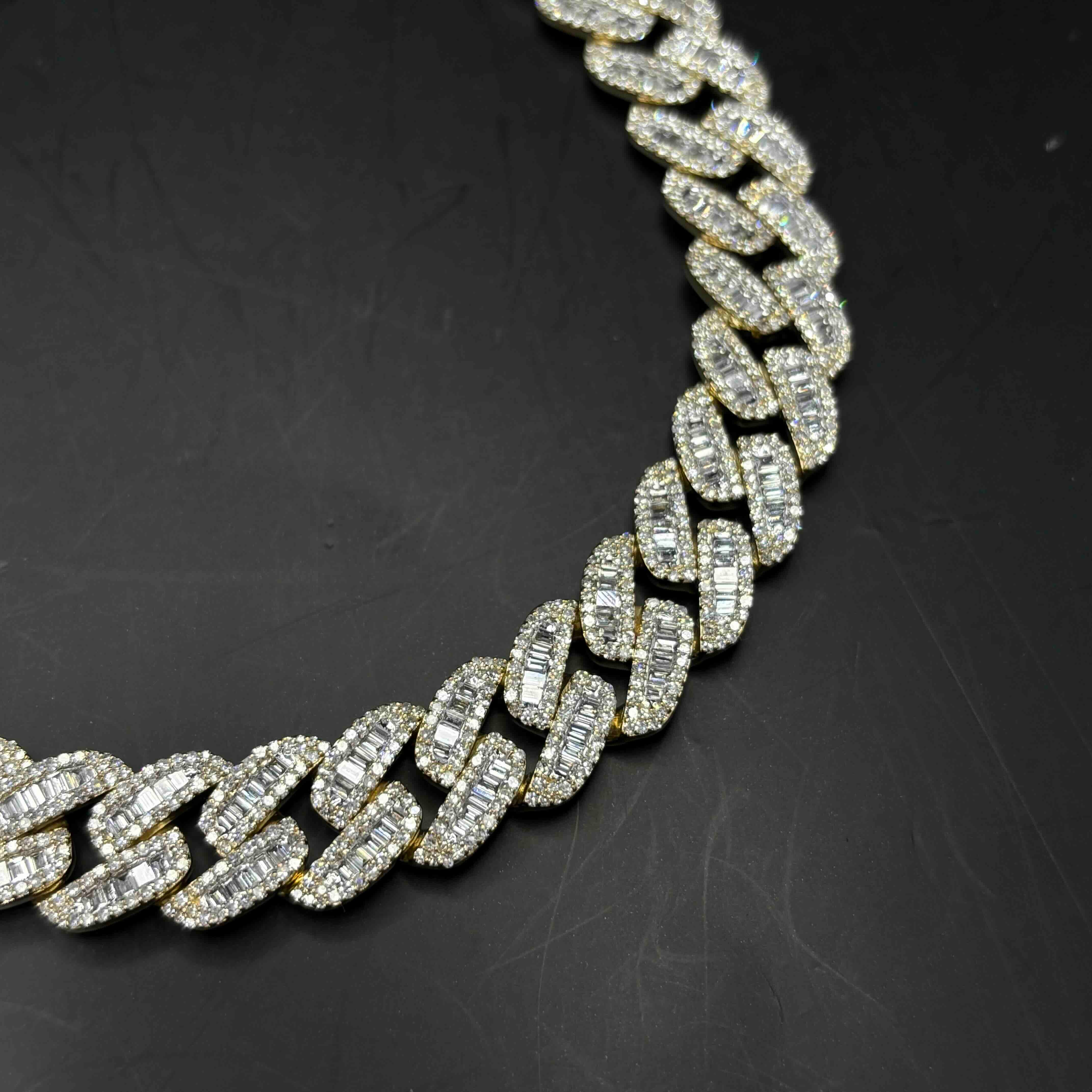 Bust Down Baguette Cuban Link Chain 10k 12.5mm