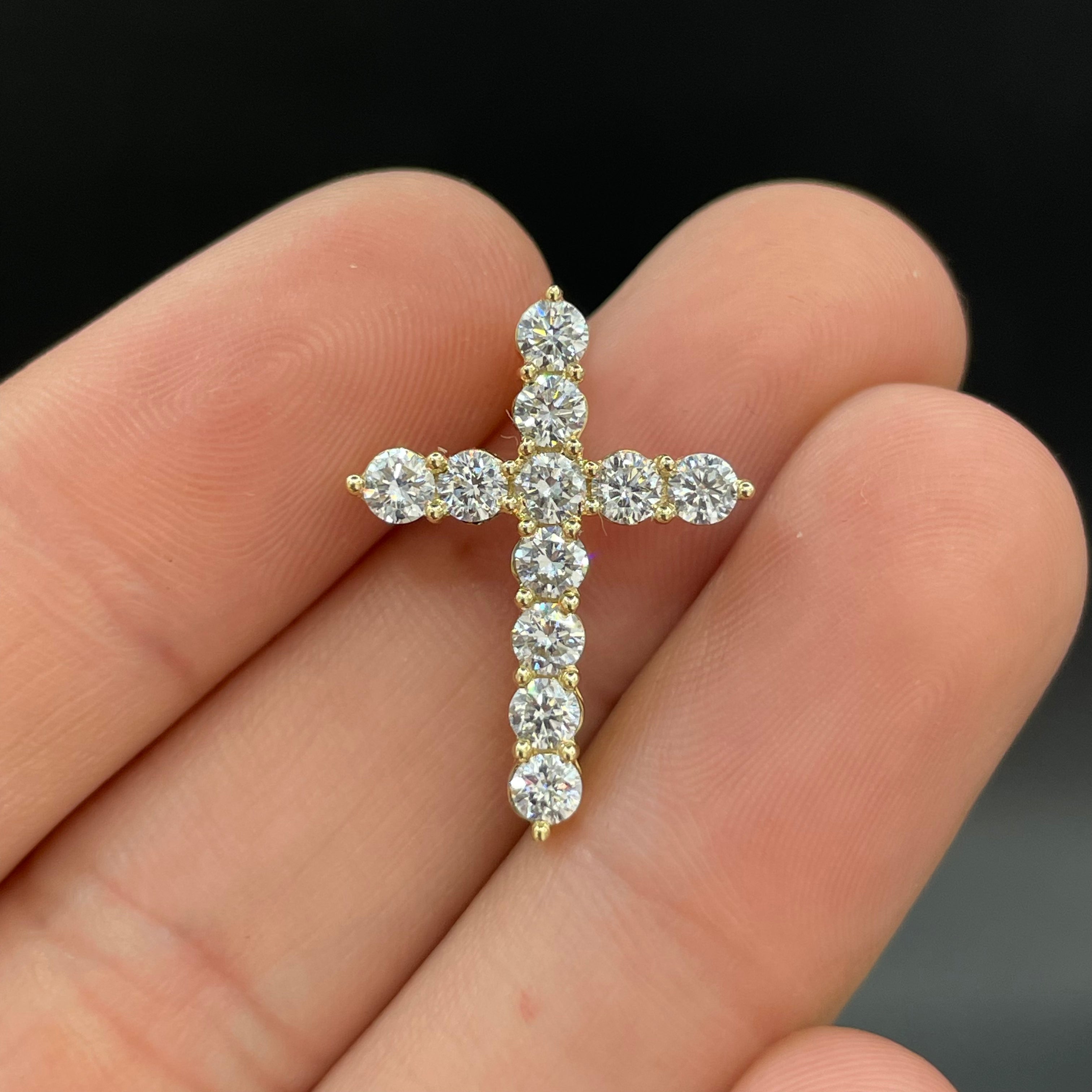 18k VS1 Bust Down Cross Pendant