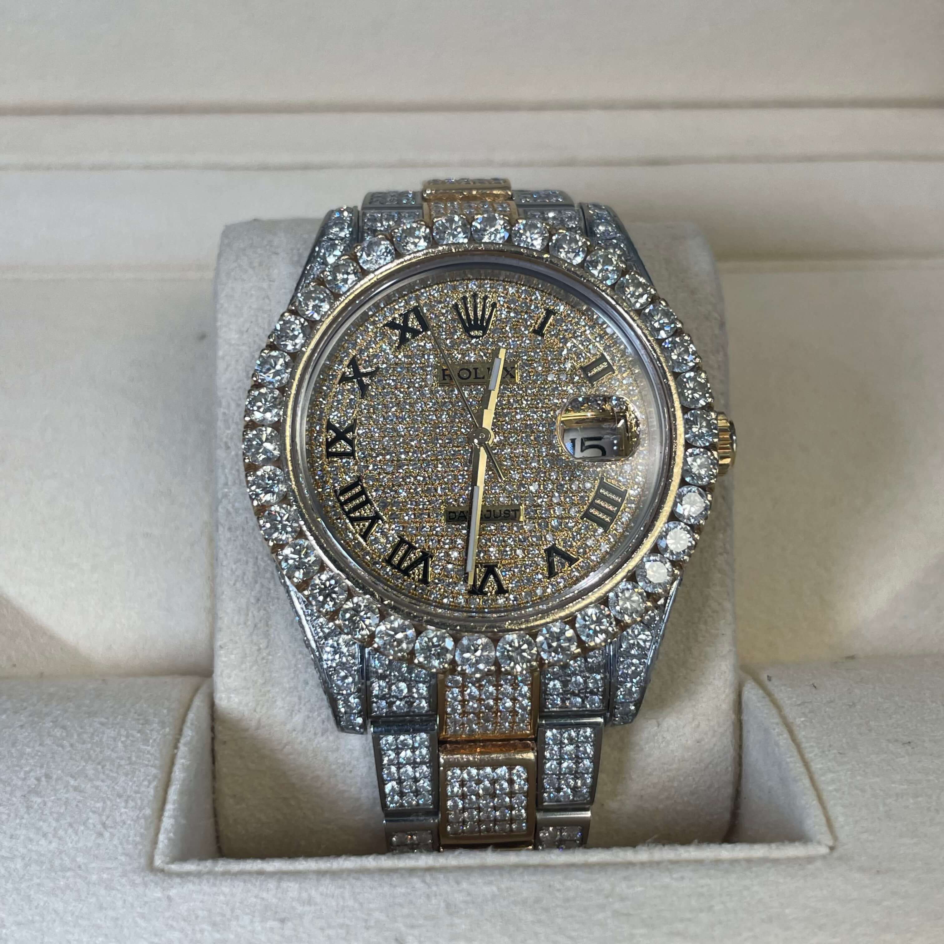 41mm Two Tone Bust Down Rolex Big XL Diamond Bezel