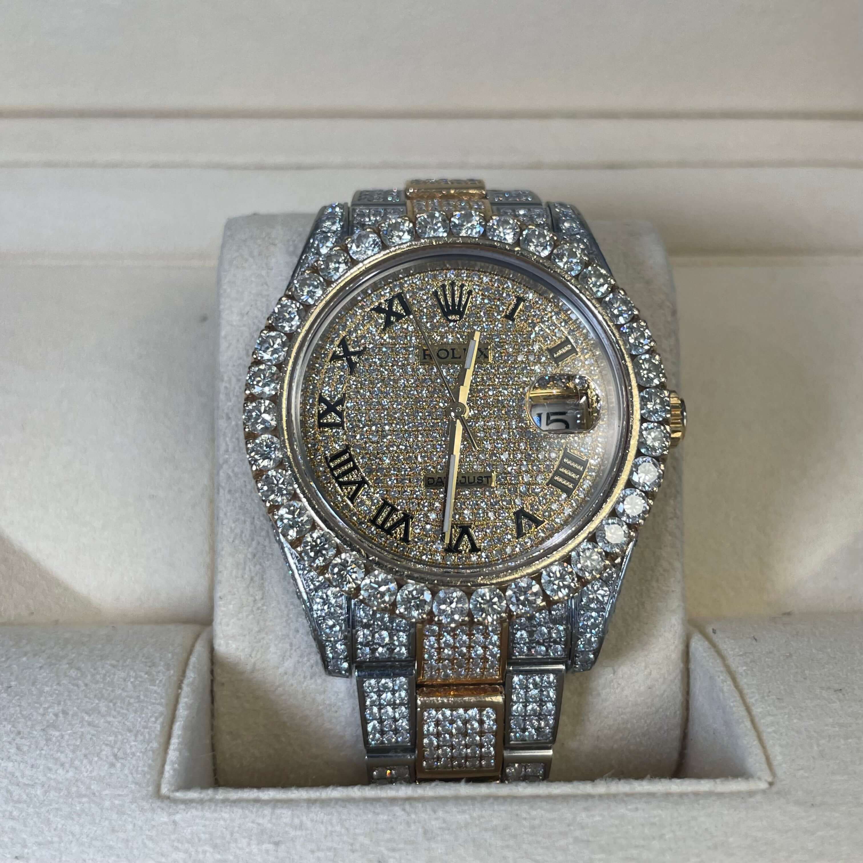 41mm Two Tone Bust Down Rolex Big XL Diamond Bezel