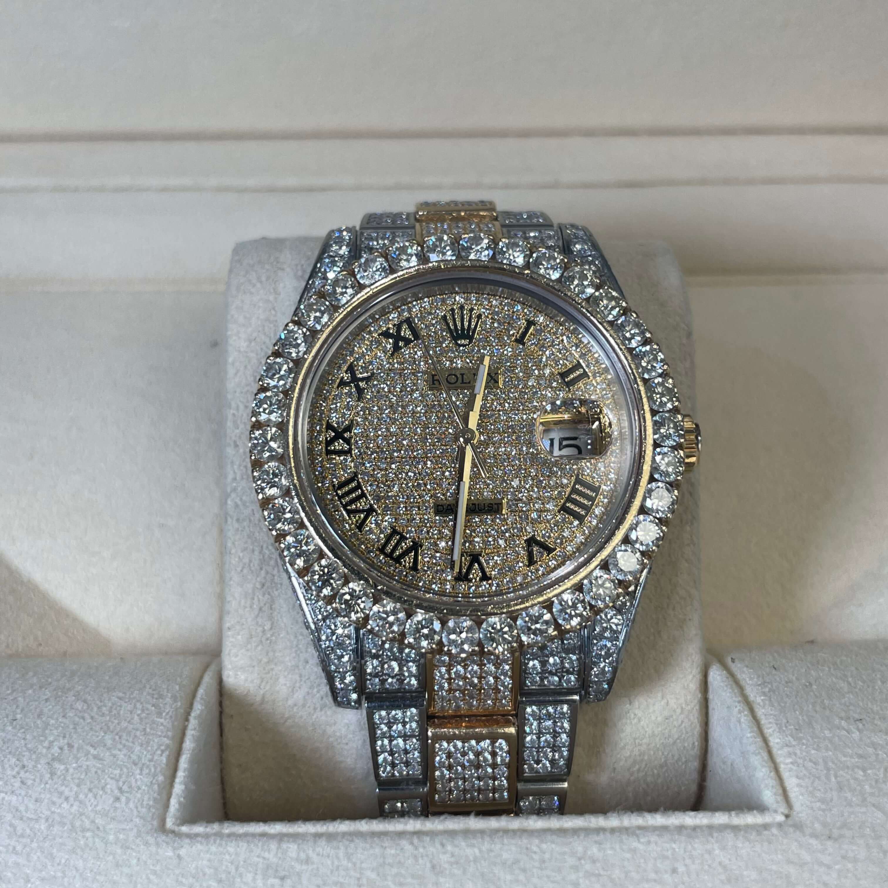 41mm Two Tone Bust Down Rolex Big XL Diamond Bezel