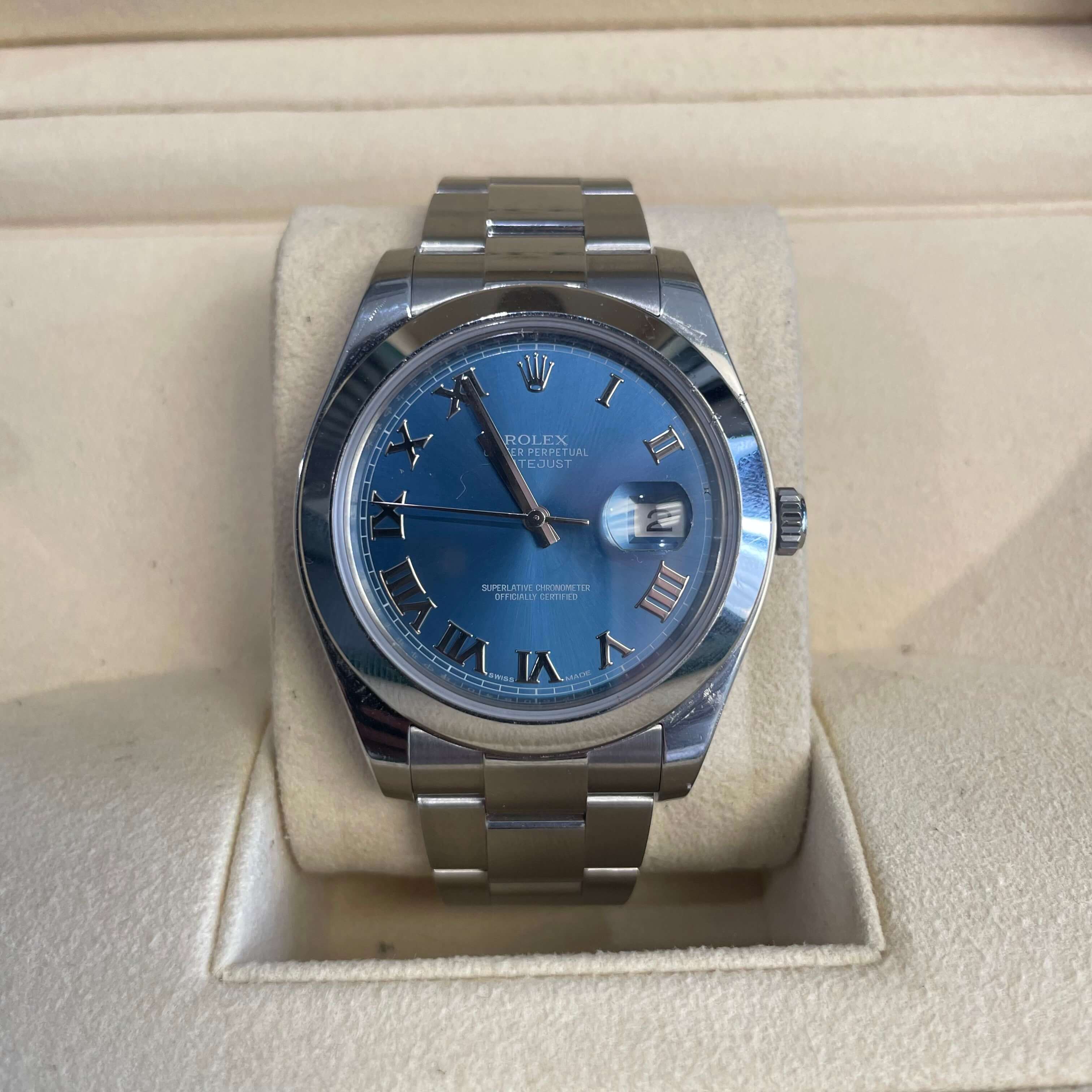 41mm Rolex Datejust | Stainless Steel | Blue Roman Dial