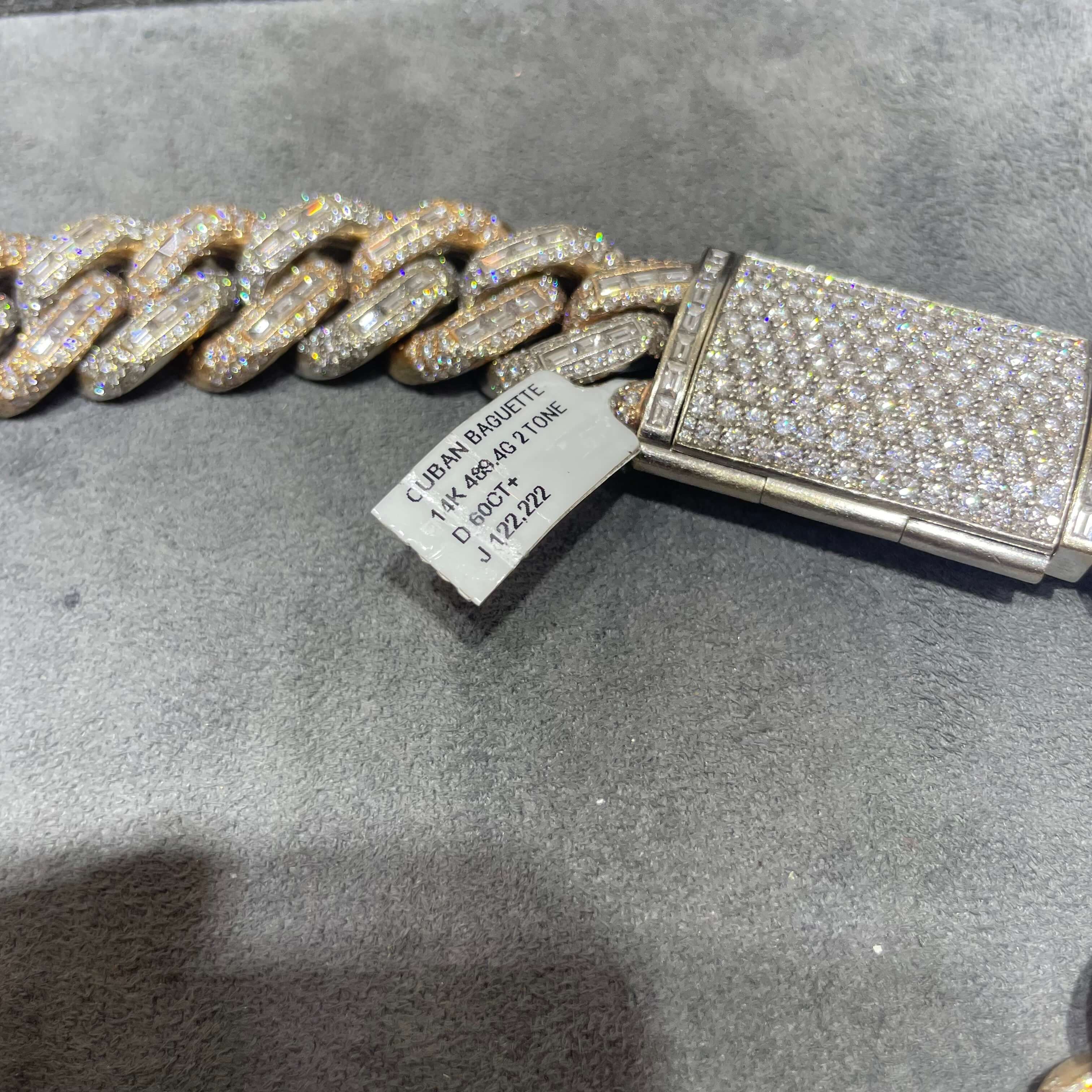 14k VS1 Two Tone Bust Down Cuban Link 500 Grams