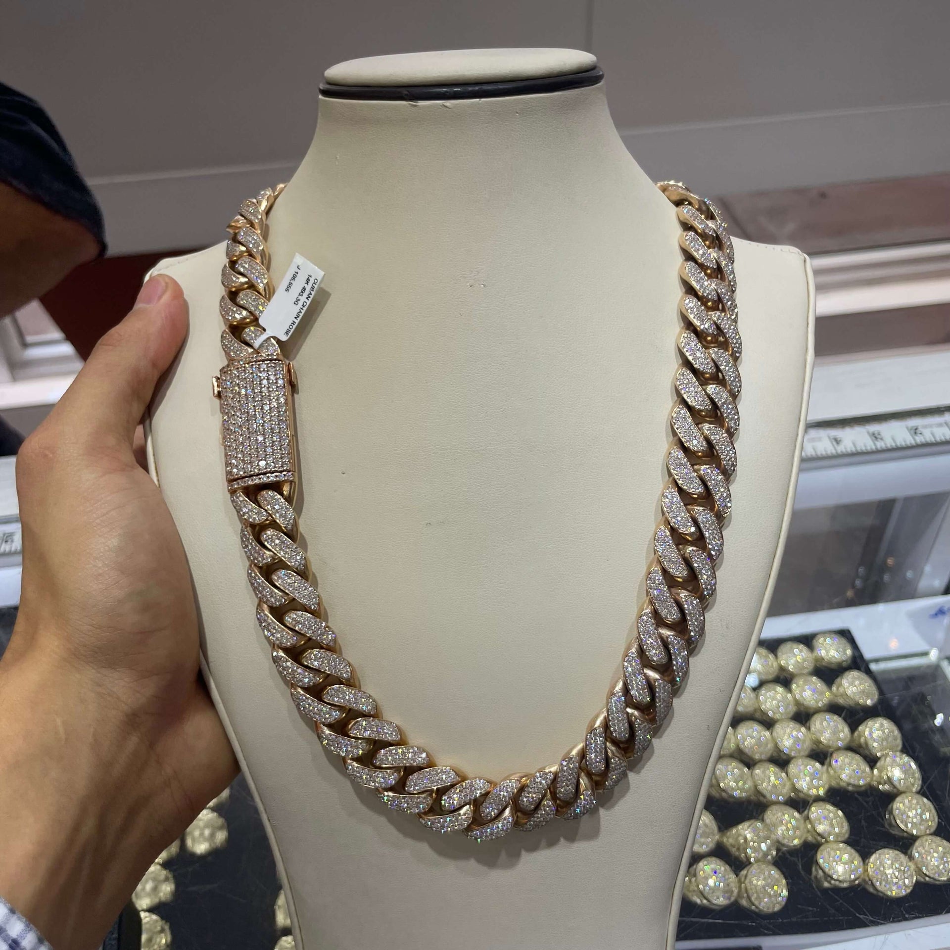 Iced Out Rose Cuban Link Chain