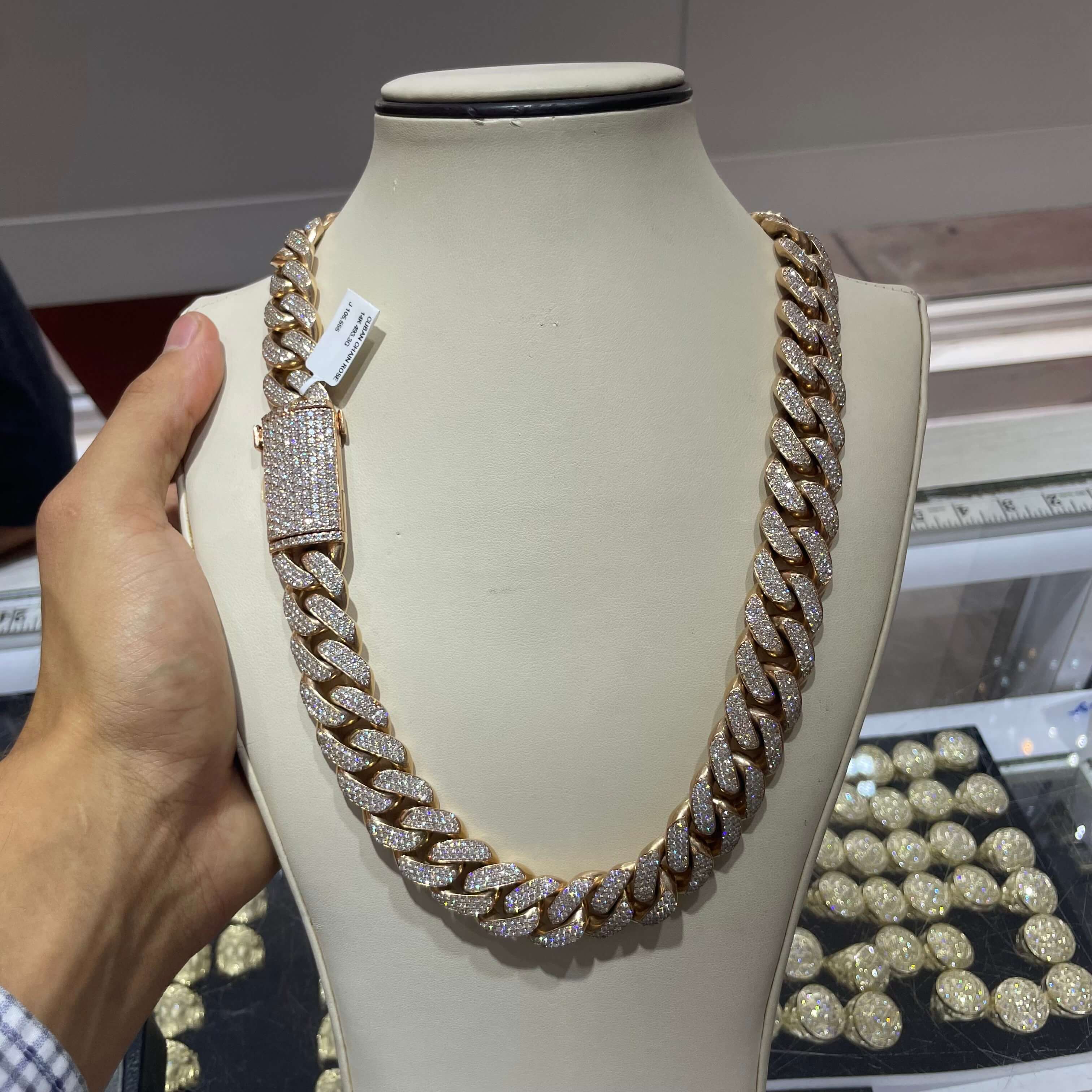 14k Iced Out Rose Gold Heavy Cuban Link Chain | 495 Grams | 30+ Cts VS1 Diamonds