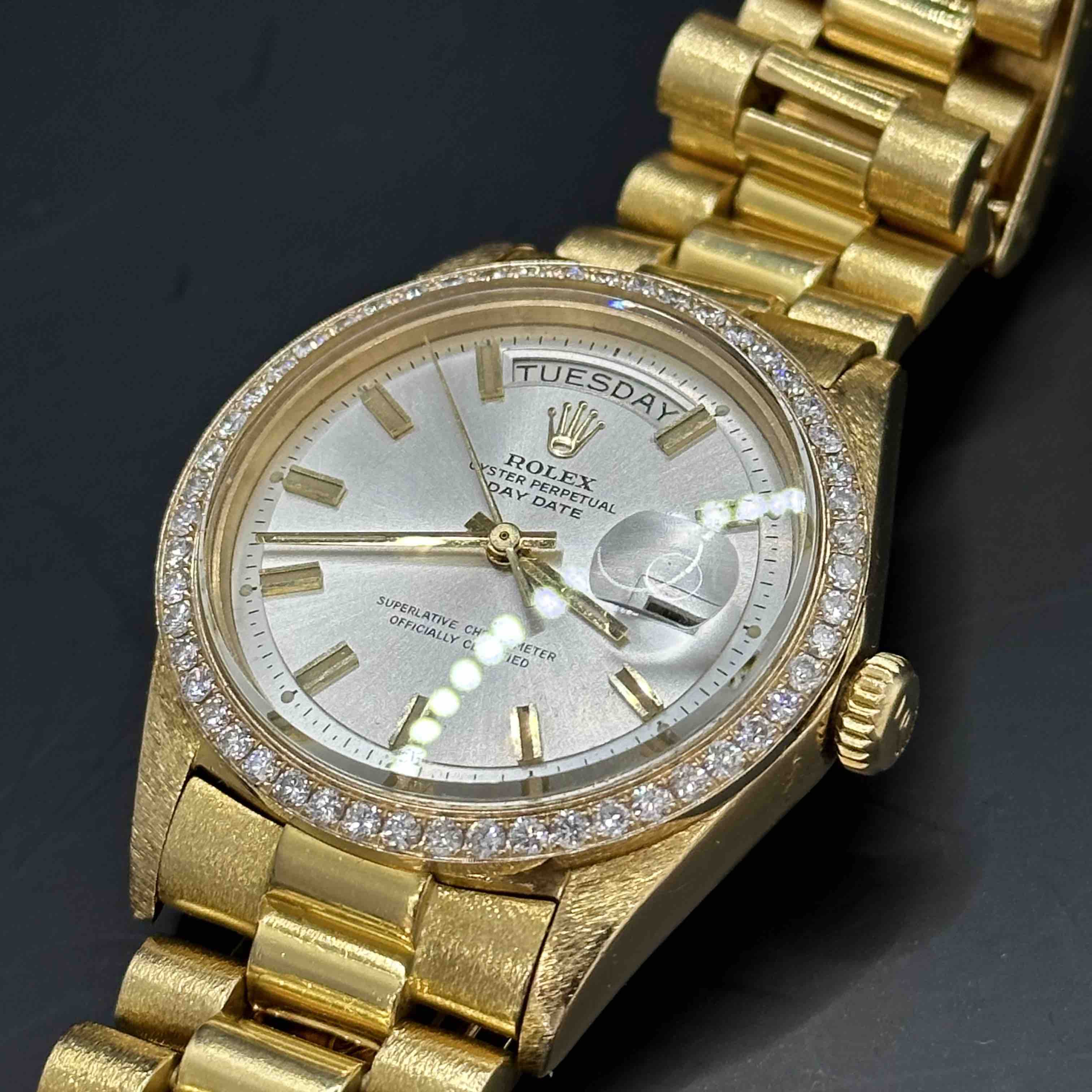 36mm Iced Out Rolex Presidential 1807 Diamond Bezel Vs1 natural