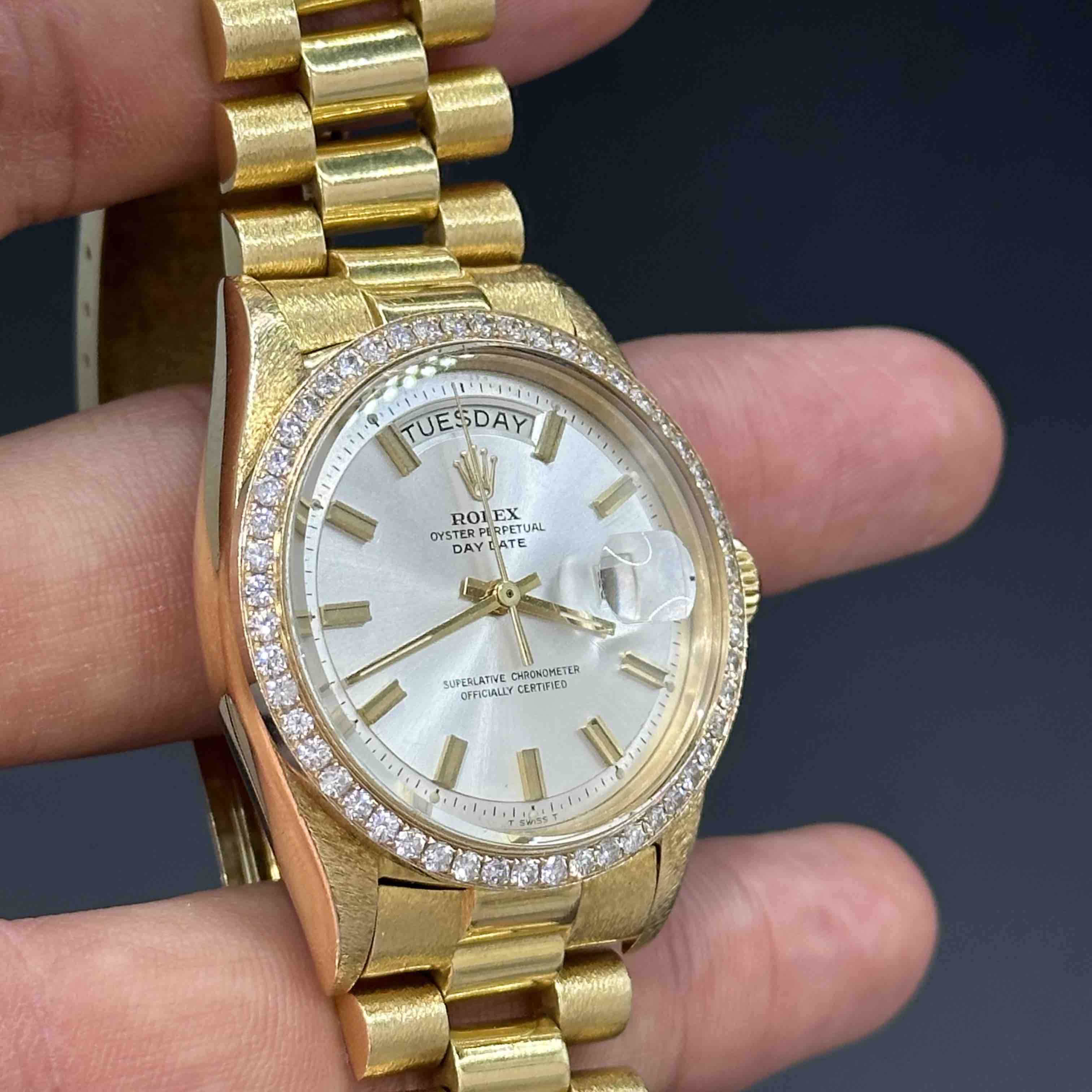 36mm Iced Out Rolex Presidential 1807 Diamond Bezel Vs1 natural