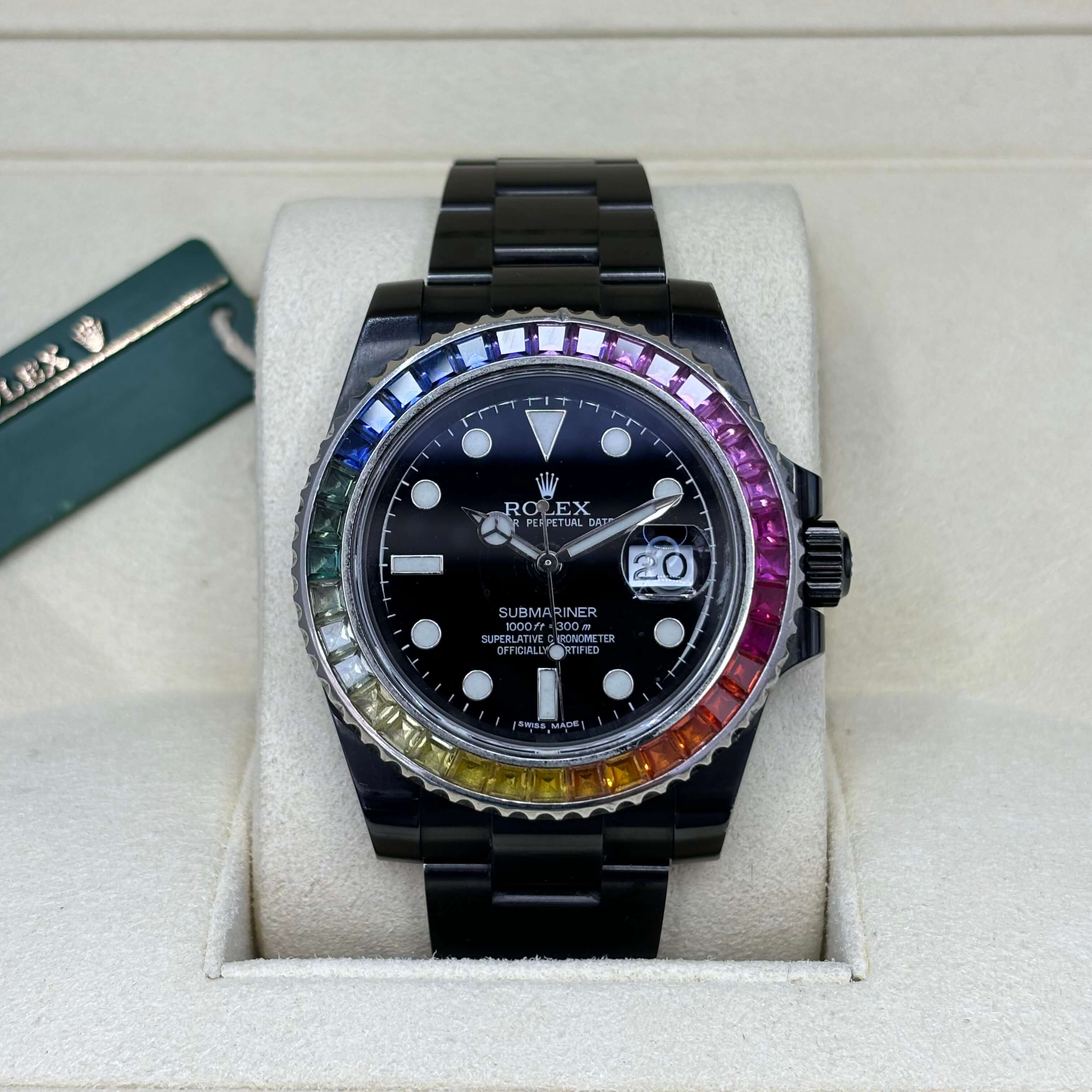 40mm Rolex Stainless Steel Submariner | Black Rhodium | Rainbow Dial