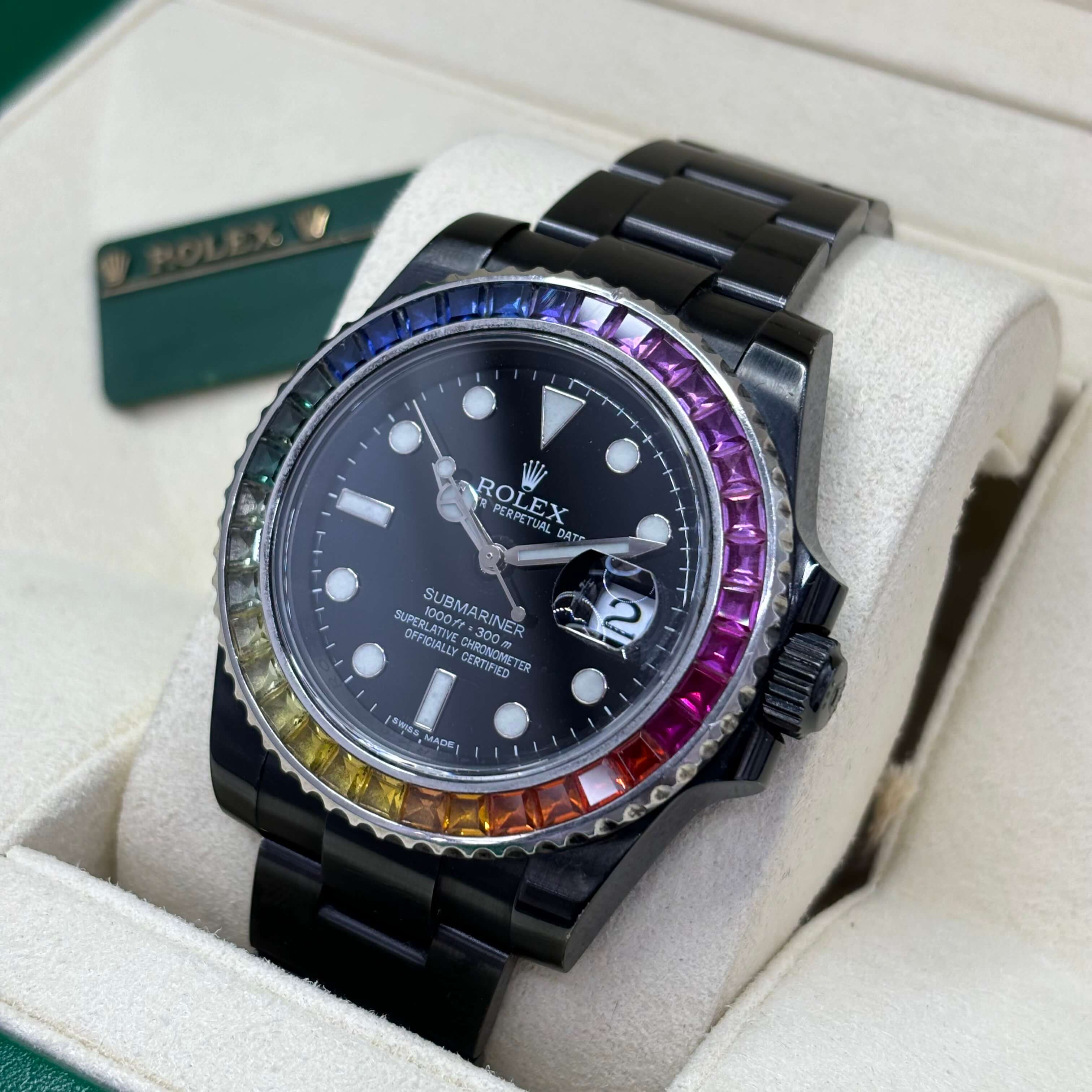 40mm Rolex Stainless Steel Submariner | Black Rhodium | Rainbow Dial