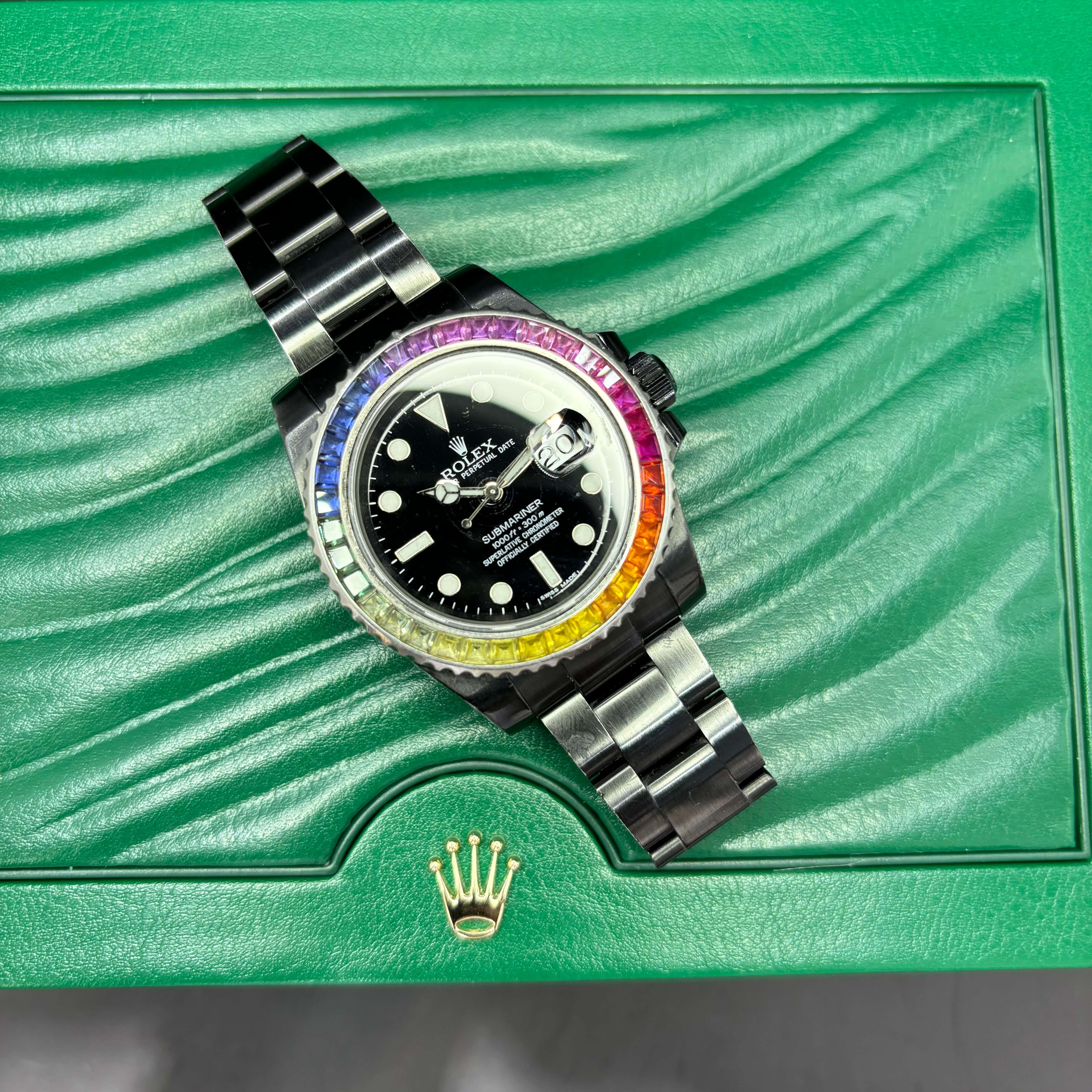 40mm Rolex Stainless Steel Submariner | Black Rhodium | Rainbow Dial