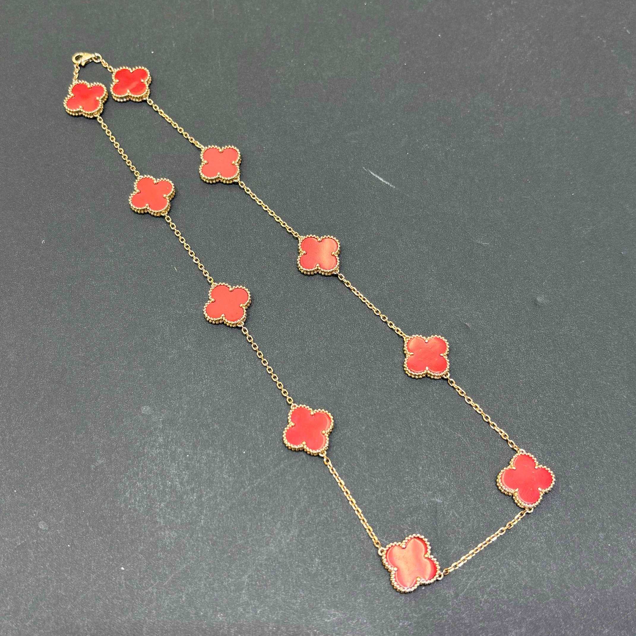 14K Rose Gold Crimson Charm Clover Necklace