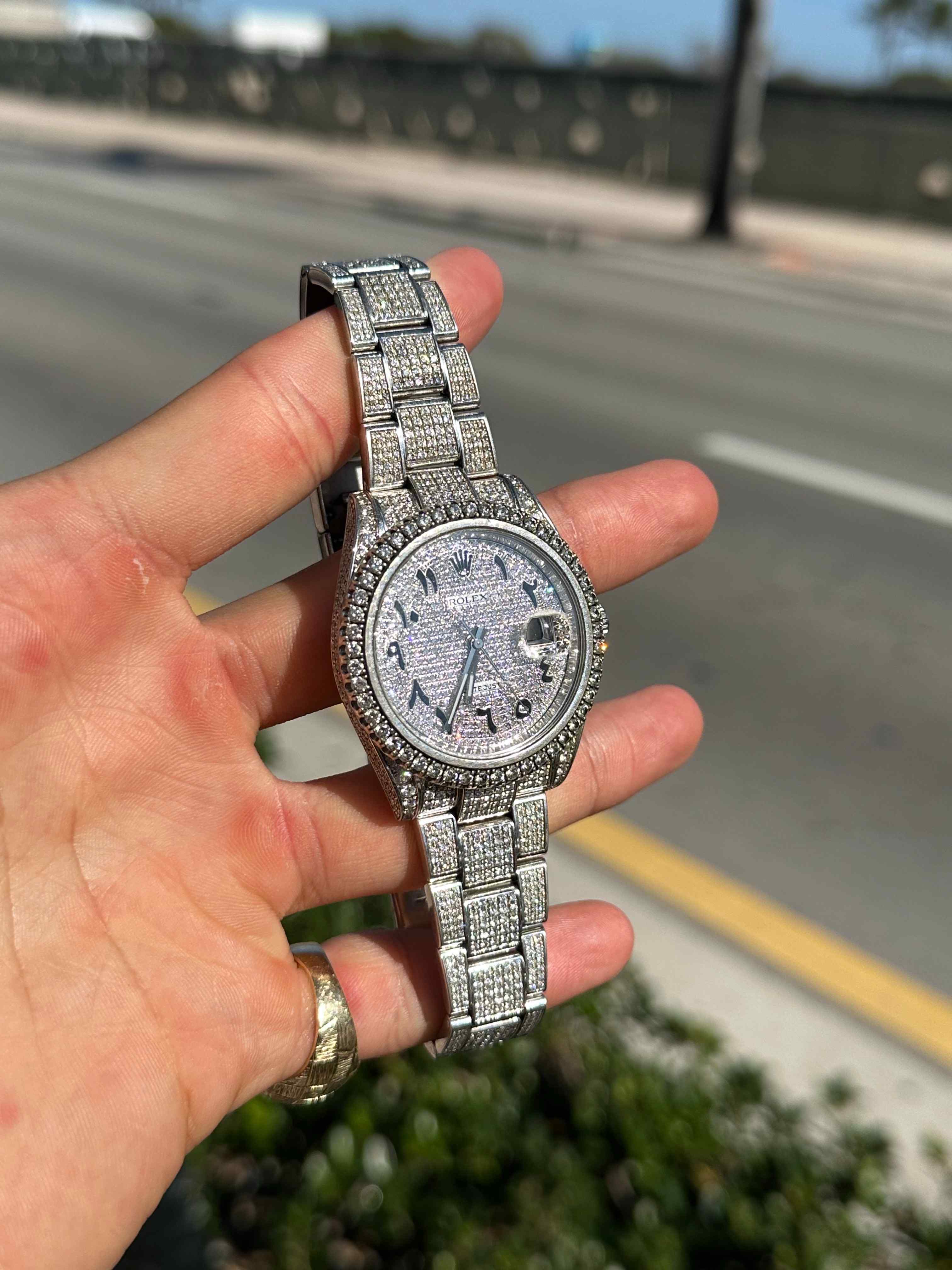 41mm Bust Down Rolex Stainless Steel VS1 Natural Diamonds