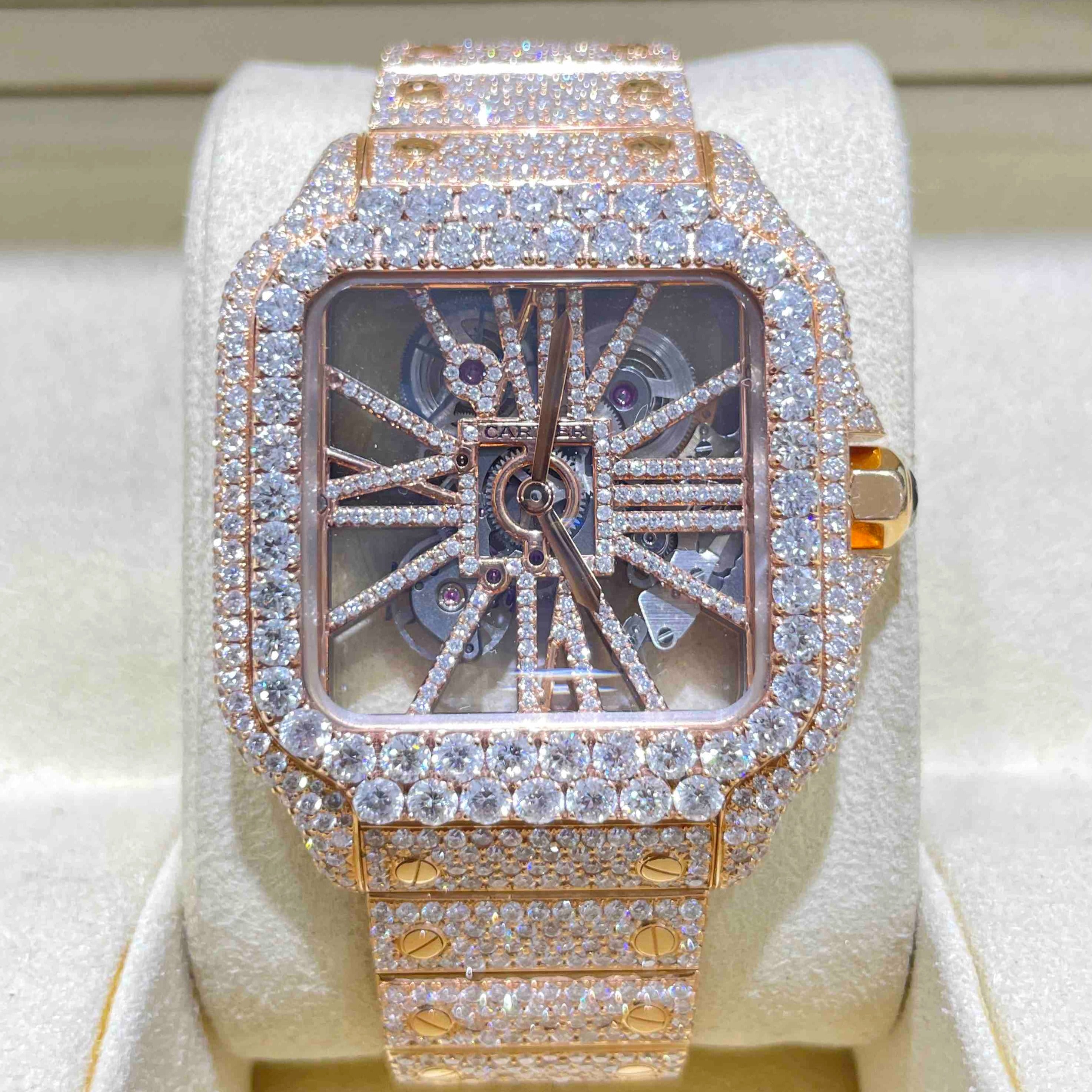 Cartier skeleton watch rose gold hotsell