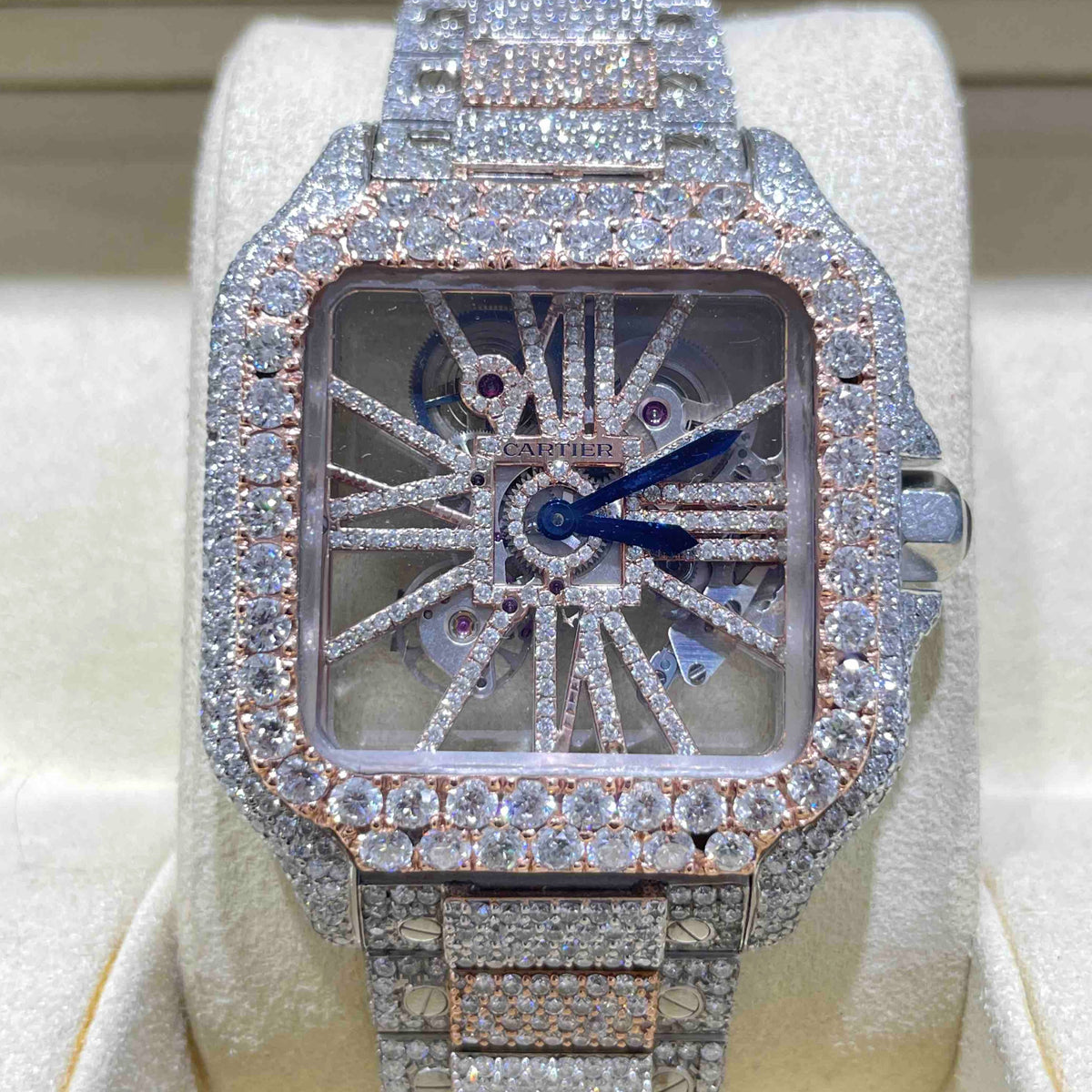 Iced Out Bugzy 2024 Skeleton Cartier Bugzy Malone Cartier Uhr