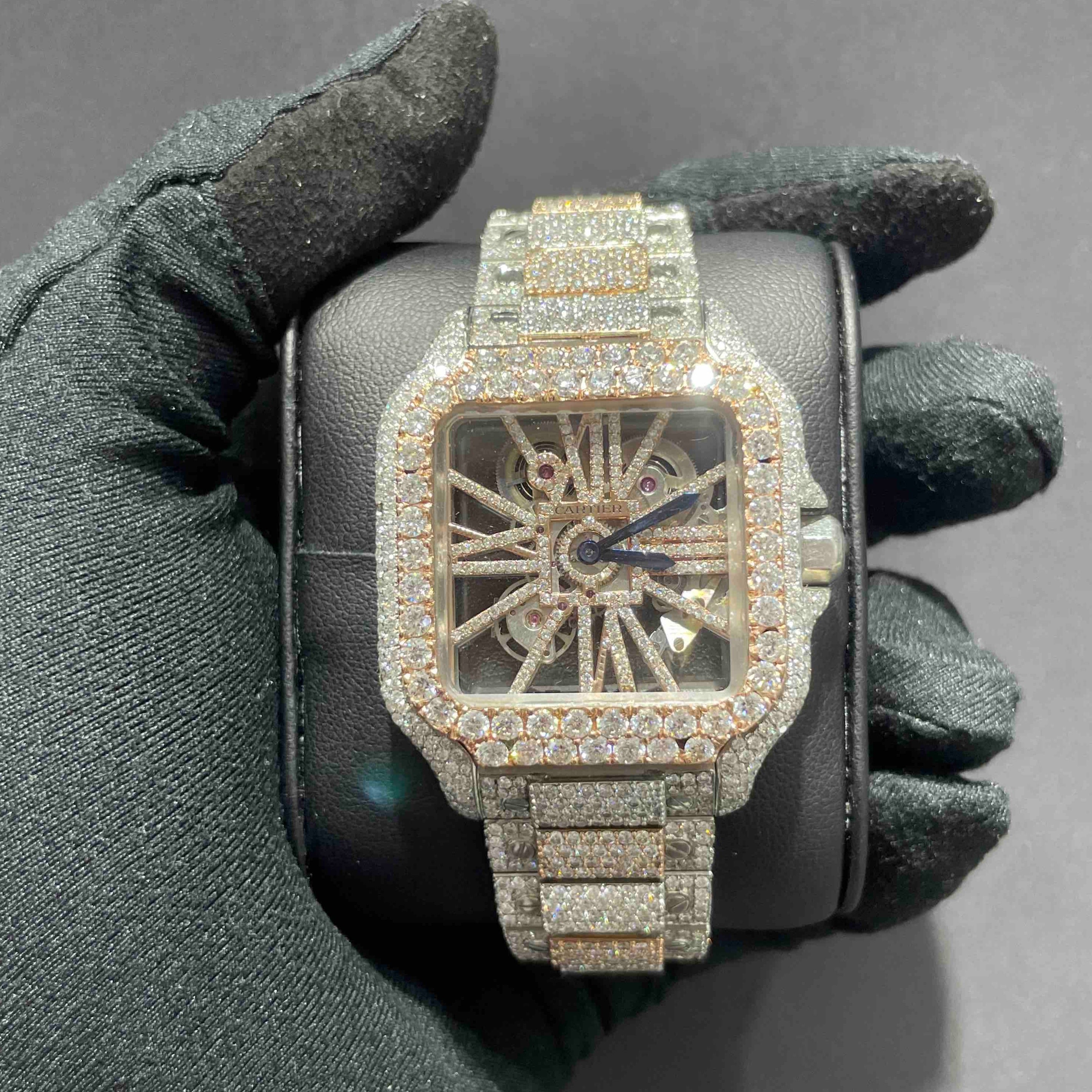 Iced Out Skeleton Cartier Watch