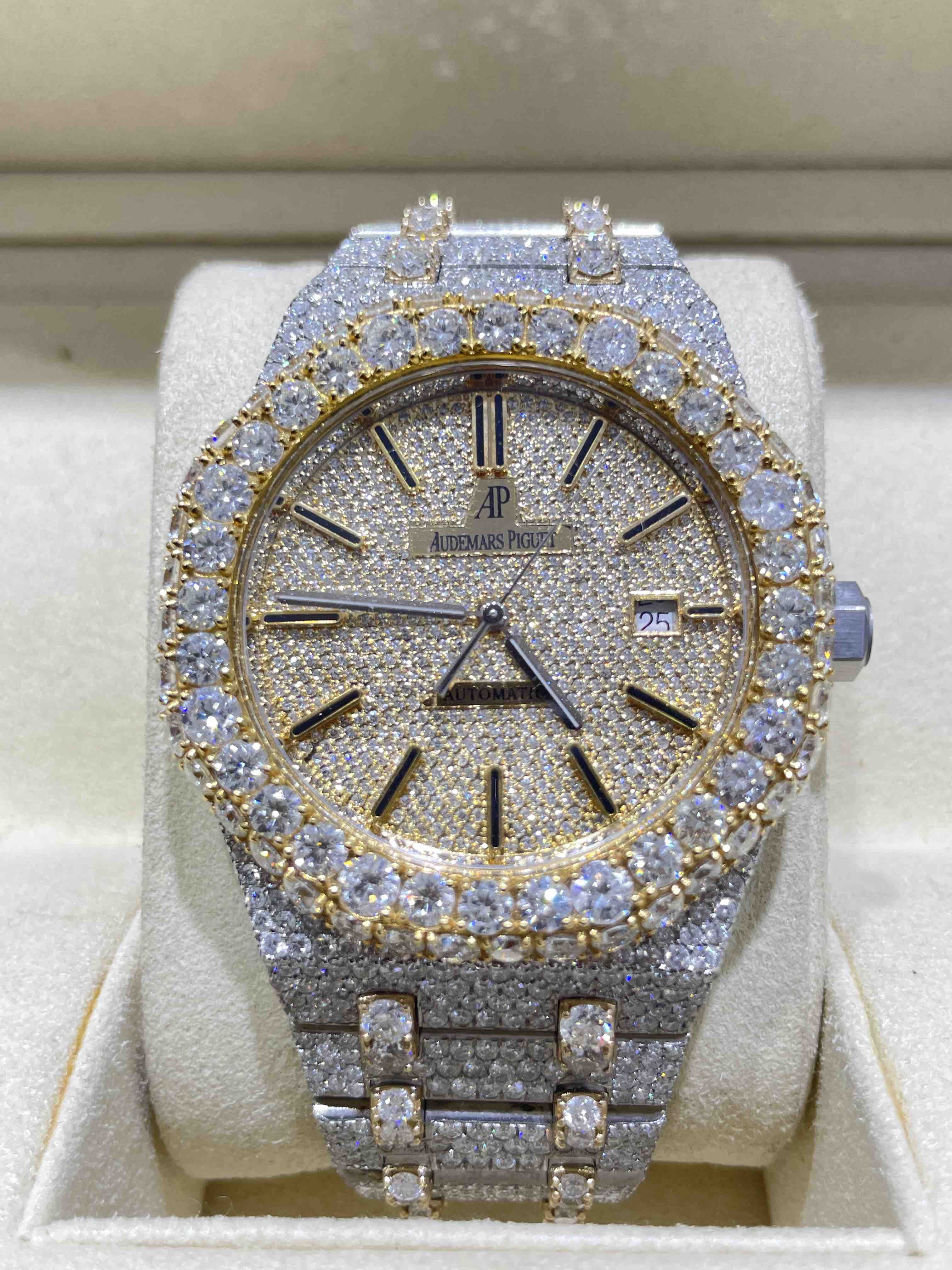 42mm Bust Down AP 42 cts VVS1 Audemars Piguet Automatic Two Tone Ice