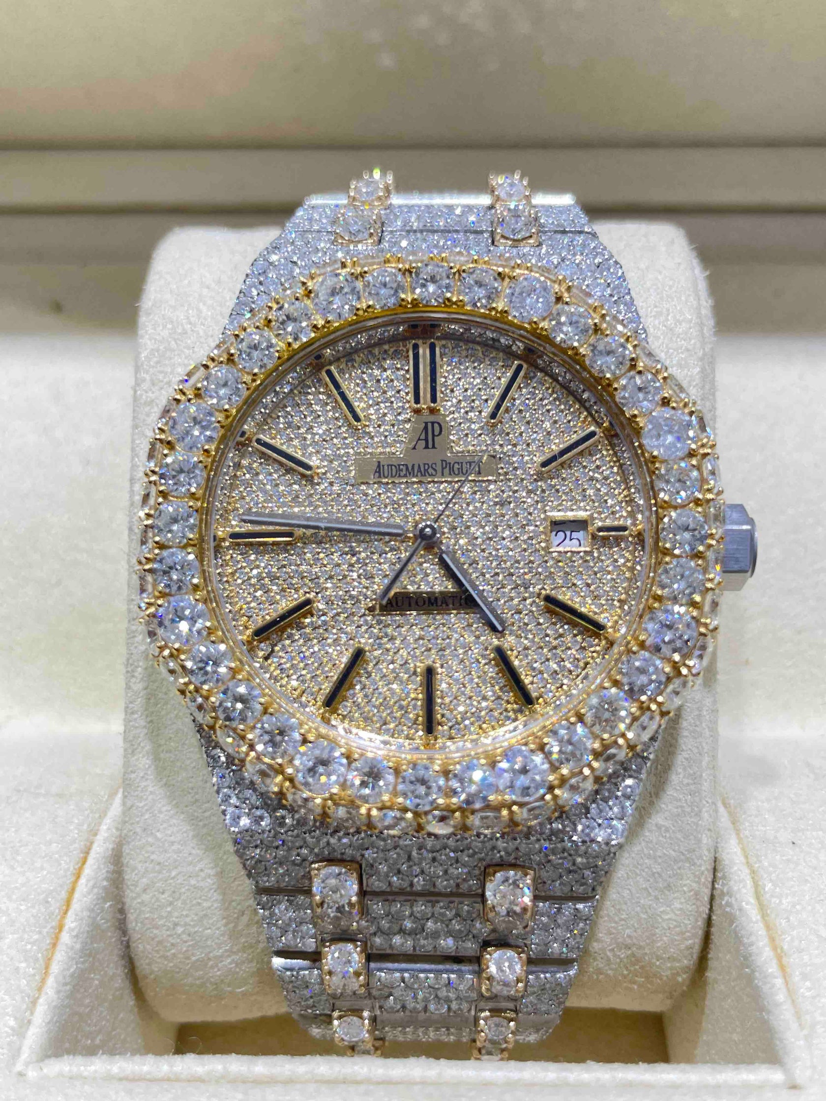 42mm Bust Down AP 42 cts VVS1 Audemars Piguet Automatic TwoTone Ice