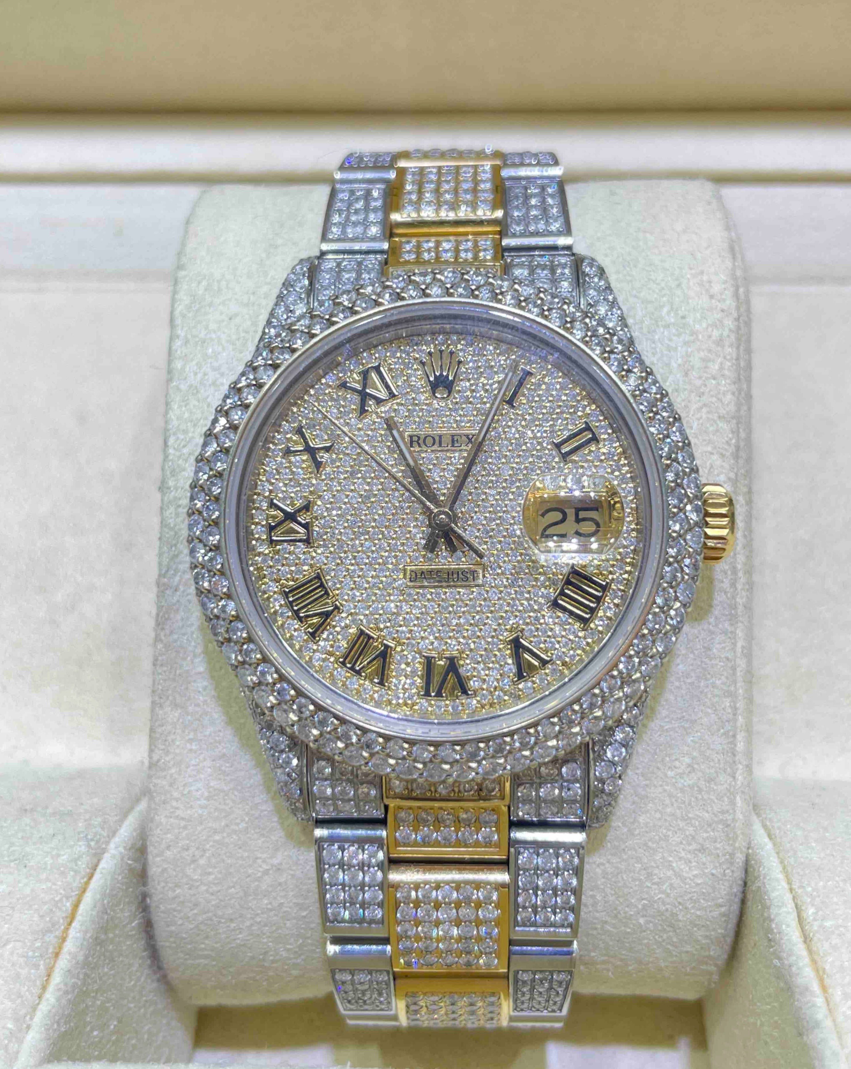 iced out rolex roman dial