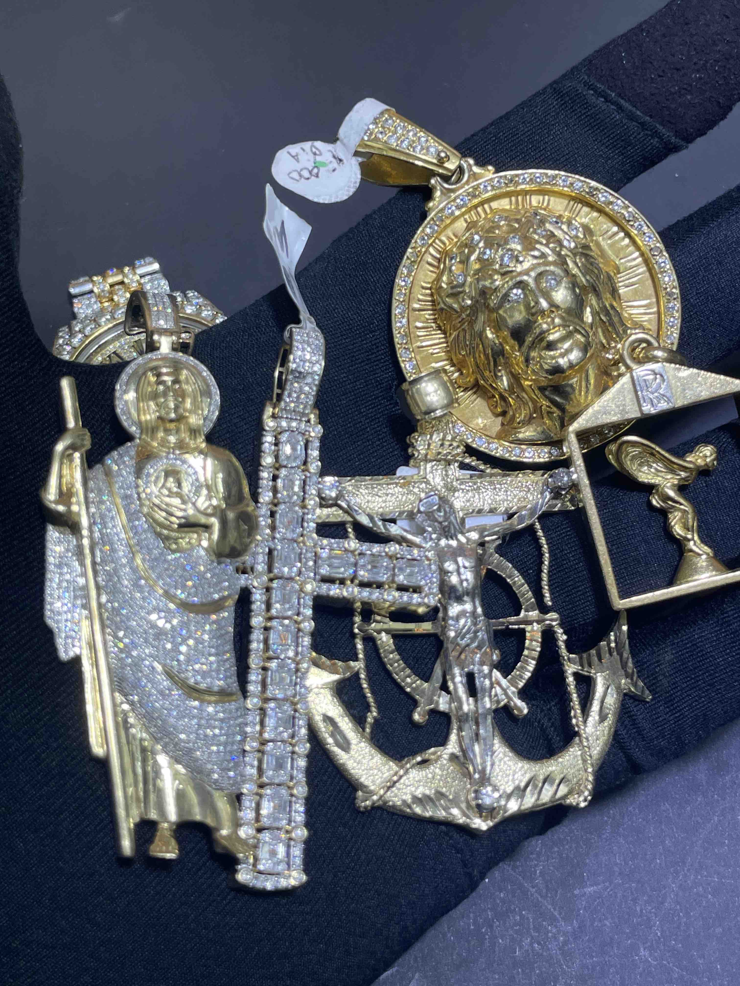 Gold Anchor Jesus Pendant