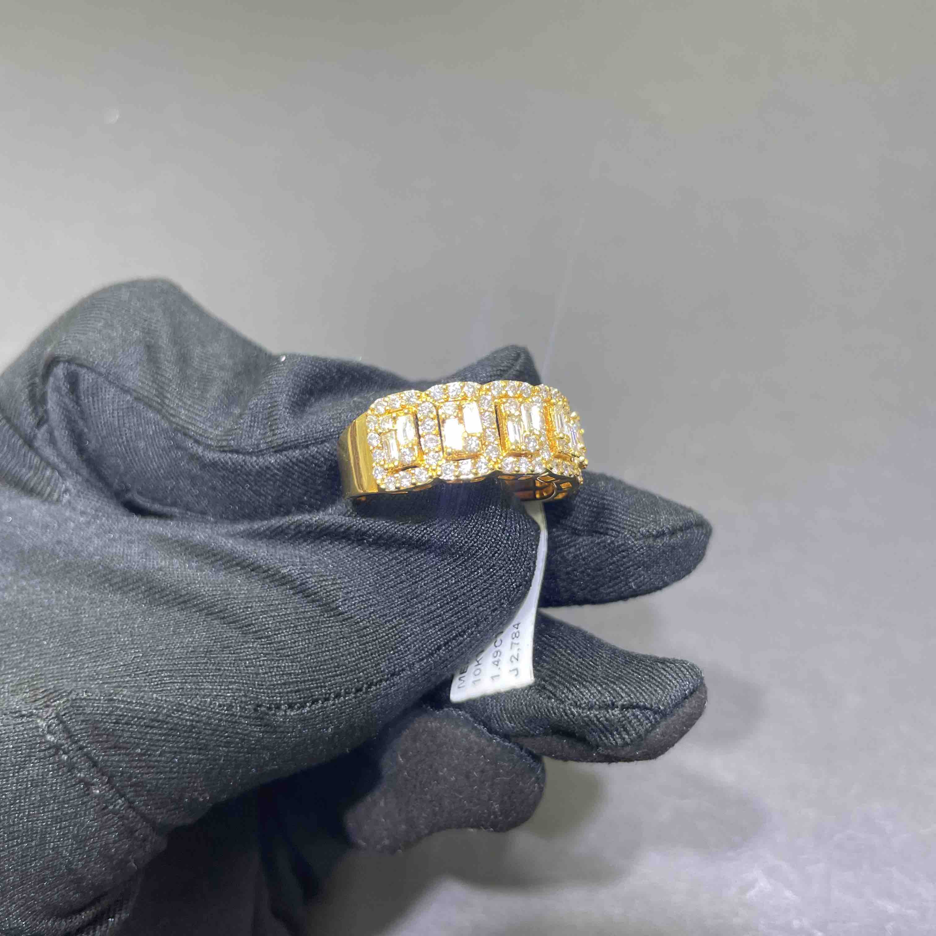 mens iced out ring yellow