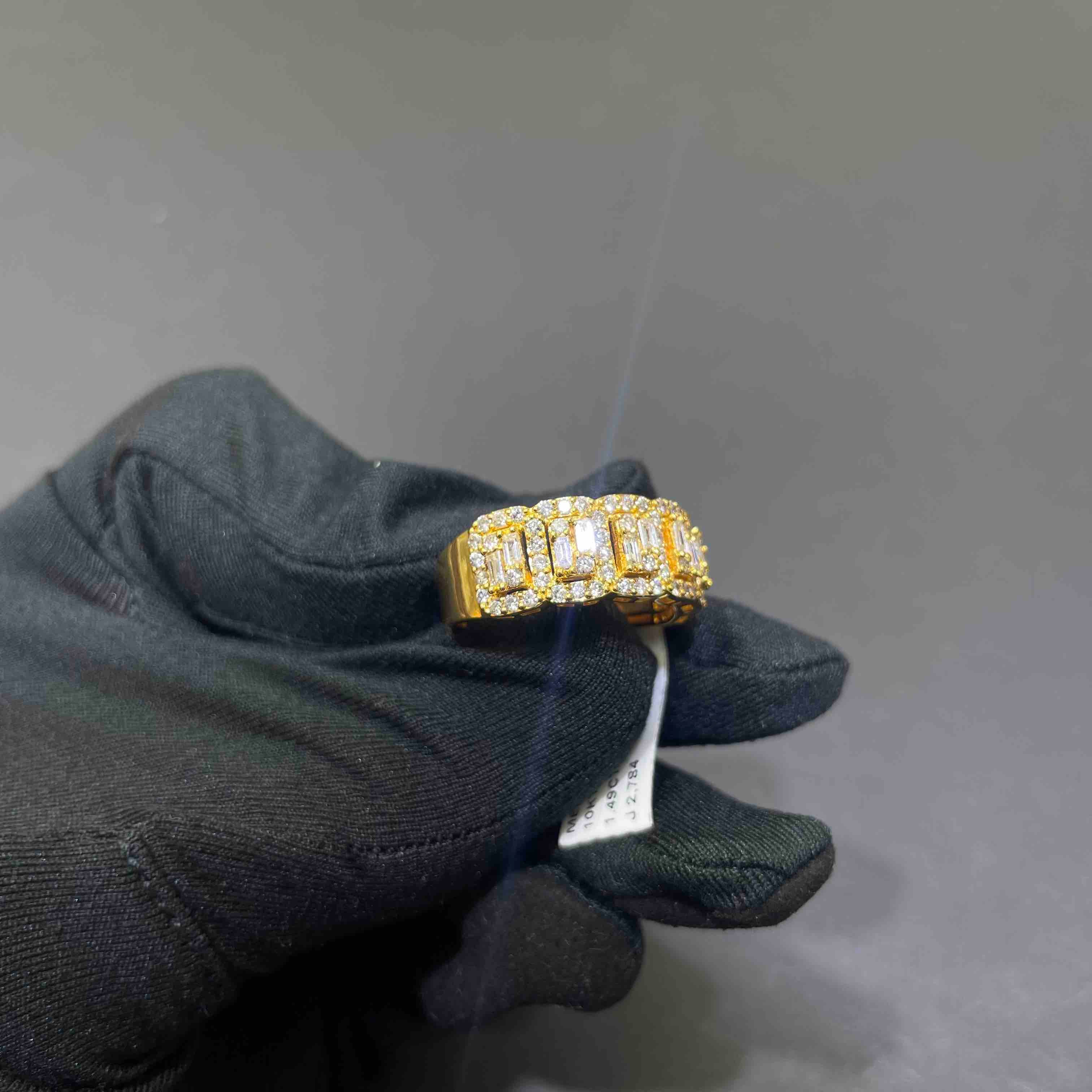 mens iced out ring yellow